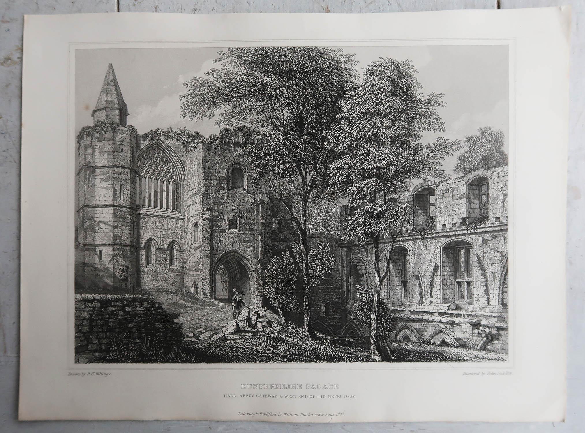 Ensemble de 18 estampes architecturales gothiques (Écosse) d'après Robert Billings. 1848 en vente 8