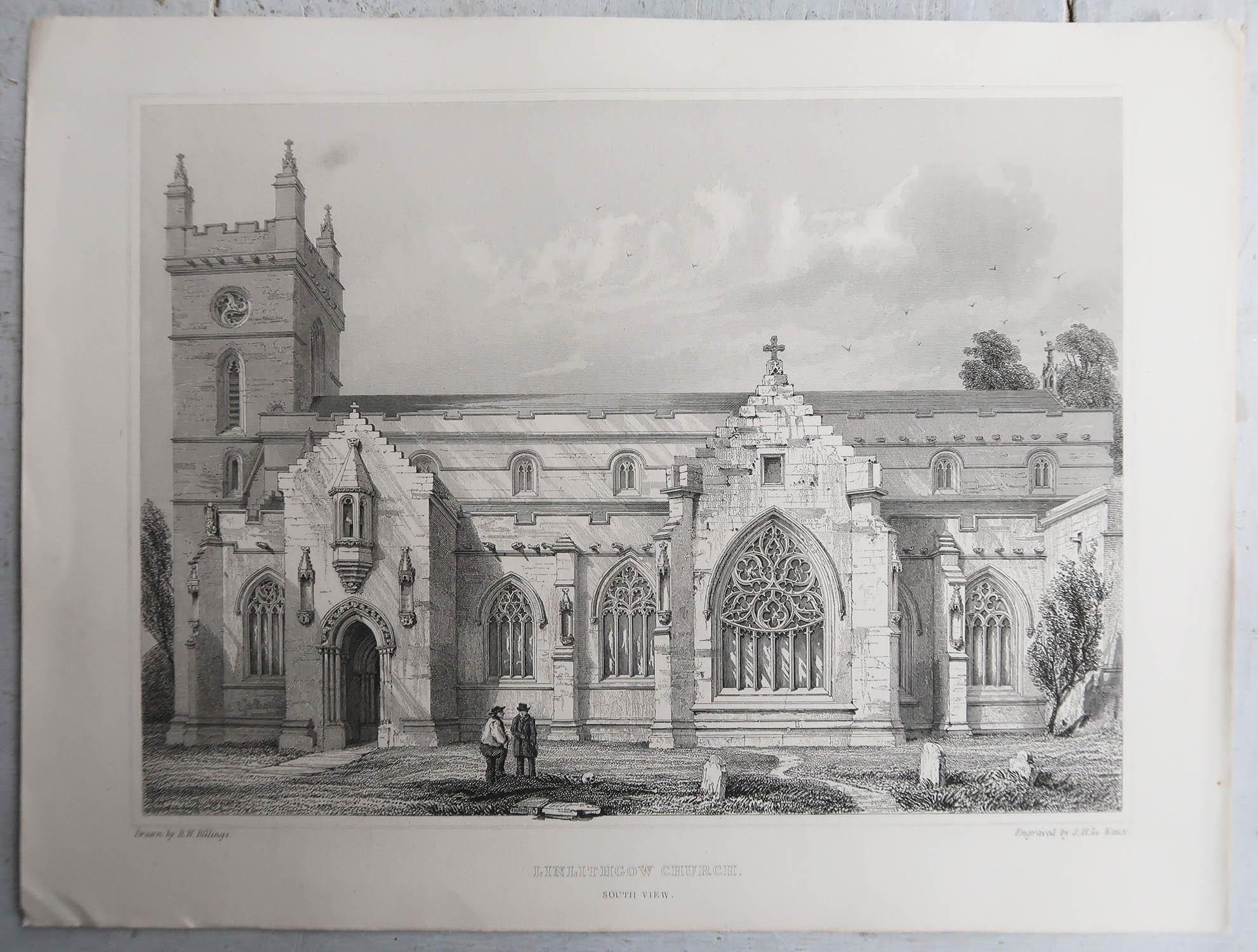 Ensemble de 18 estampes architecturales gothiques (Écosse) d'après Robert Billings. 1848 en vente 9