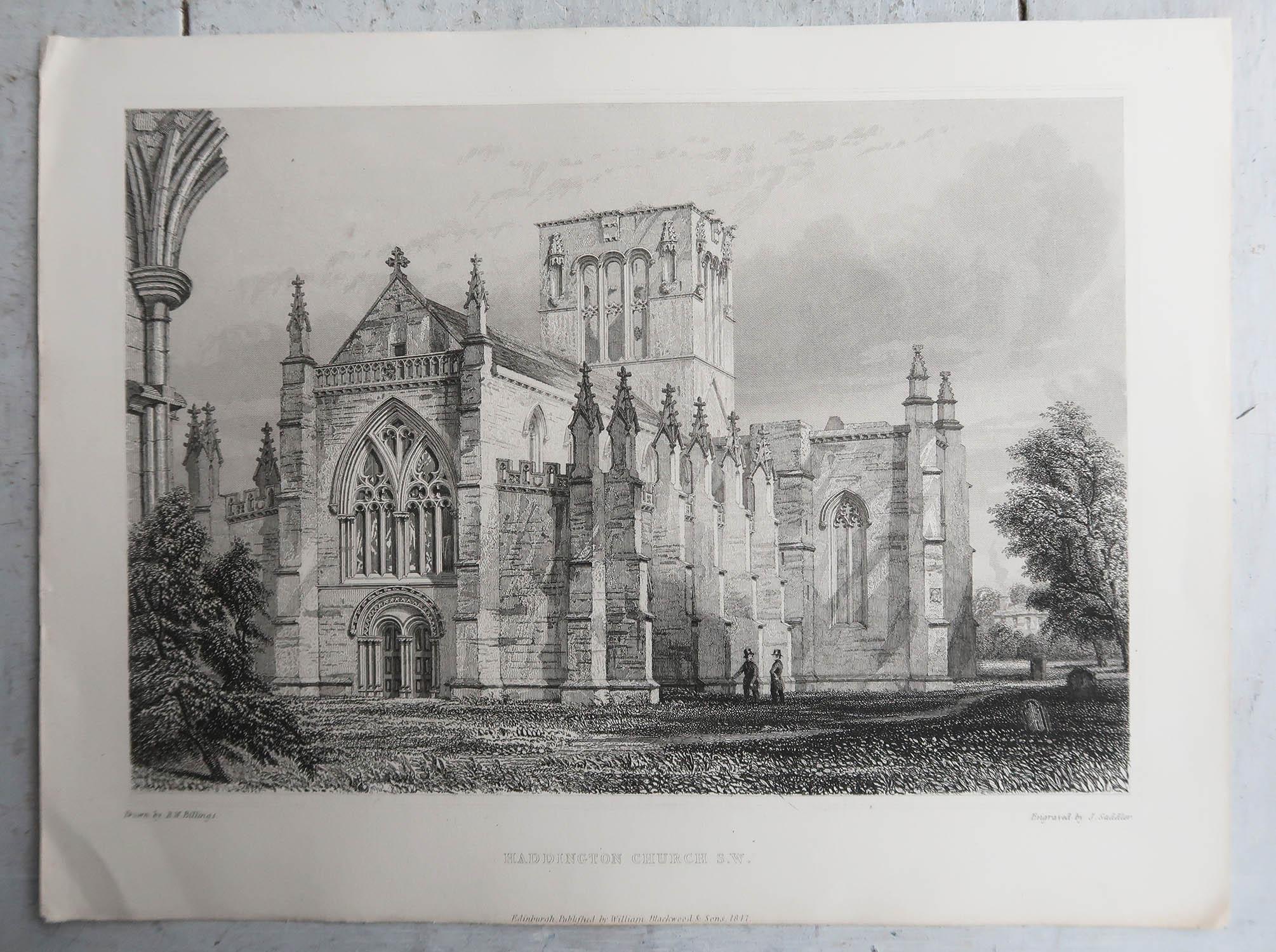 Ensemble de 18 estampes architecturales gothiques (Écosse) d'après Robert Billings. 1848 en vente 10