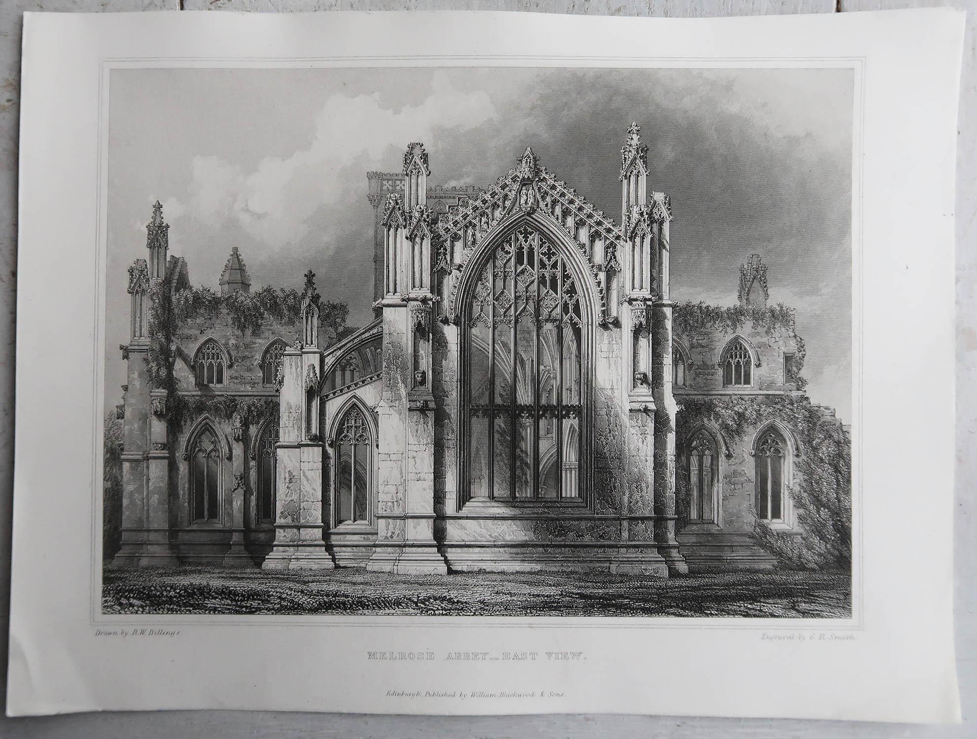 Néo-gothique Ensemble de 18 estampes architecturales gothiques (Écosse) d'après Robert Billings. 1848 en vente