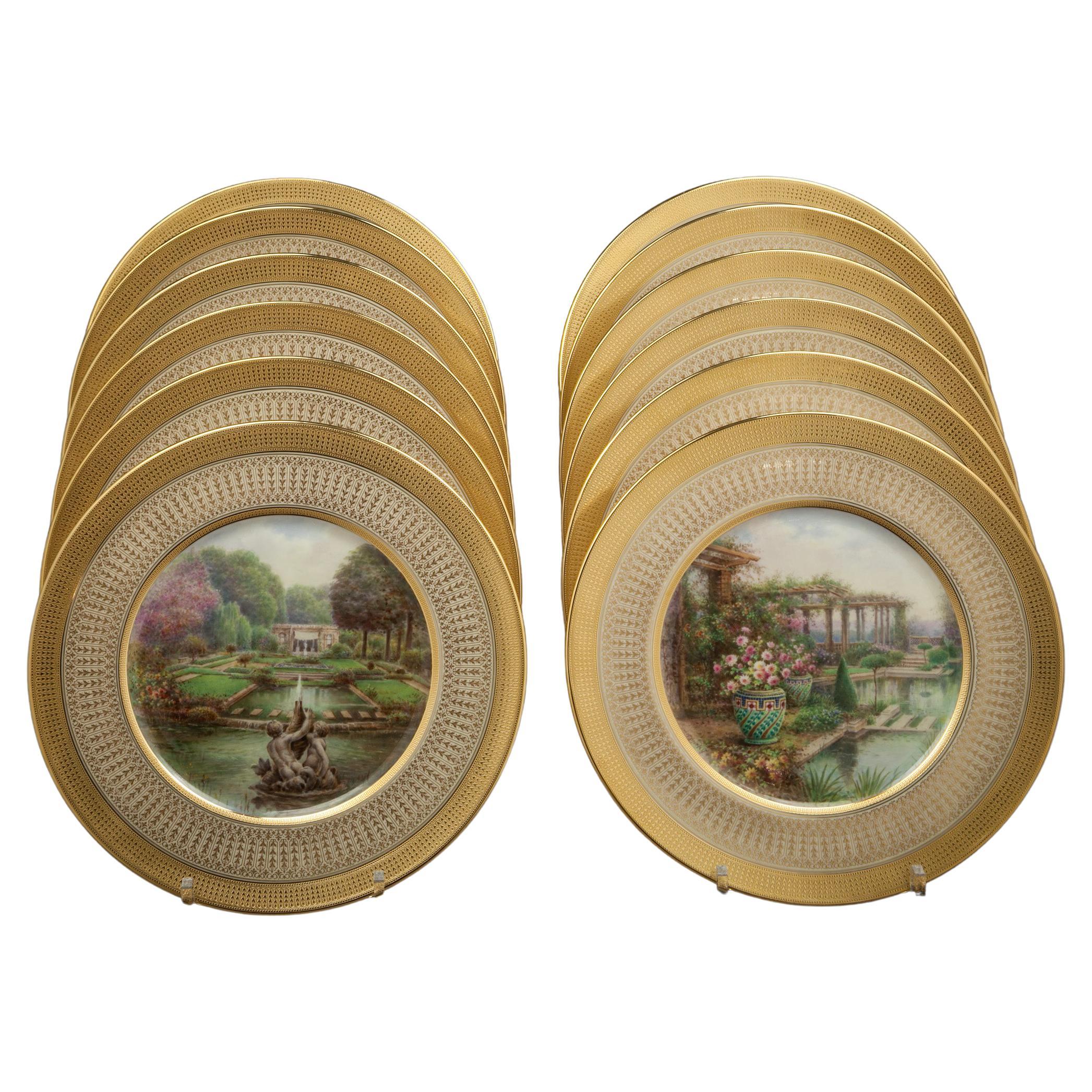 Set of 18 Lenox Topographical Plates, Signed W.M. Morley, circa 1930 For Sale