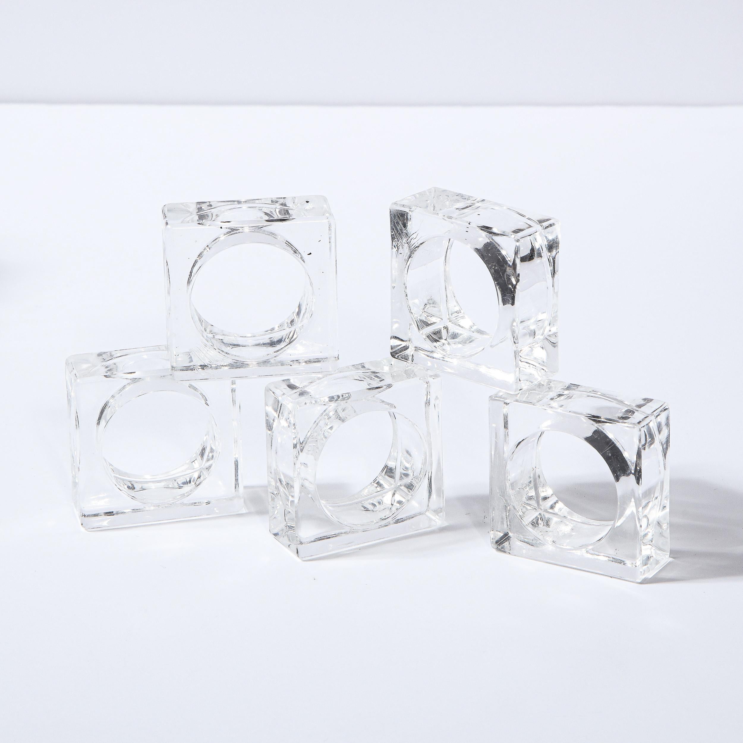Late 20th Century Set of 18 Mid-Century Modern Square Translucent Lucite Napkin Holders For Sale