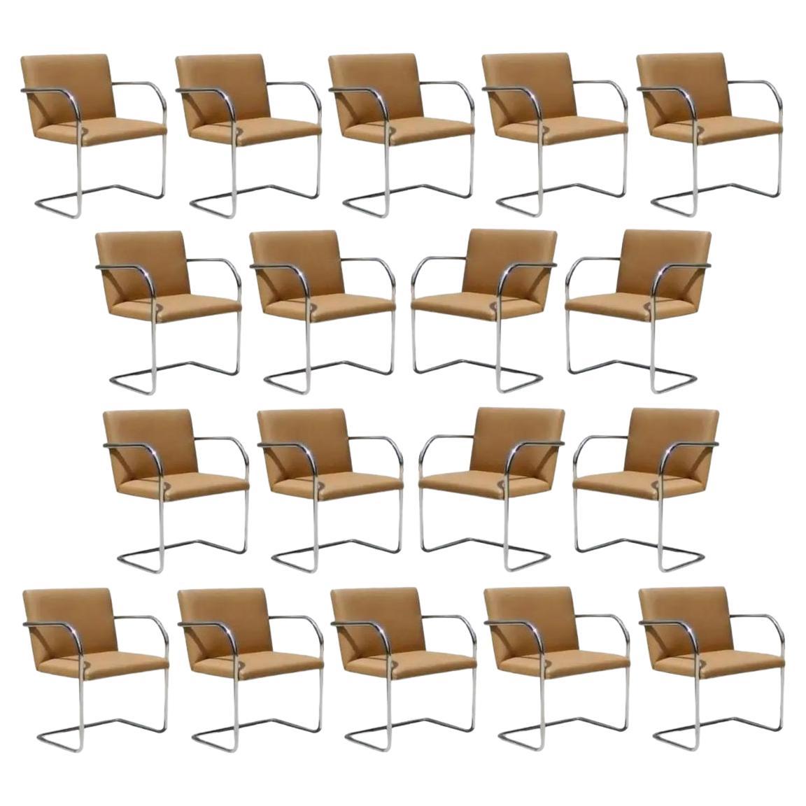 Set of 18 Mies Van Der Rohe Tubular Brno Chairs by Knoll