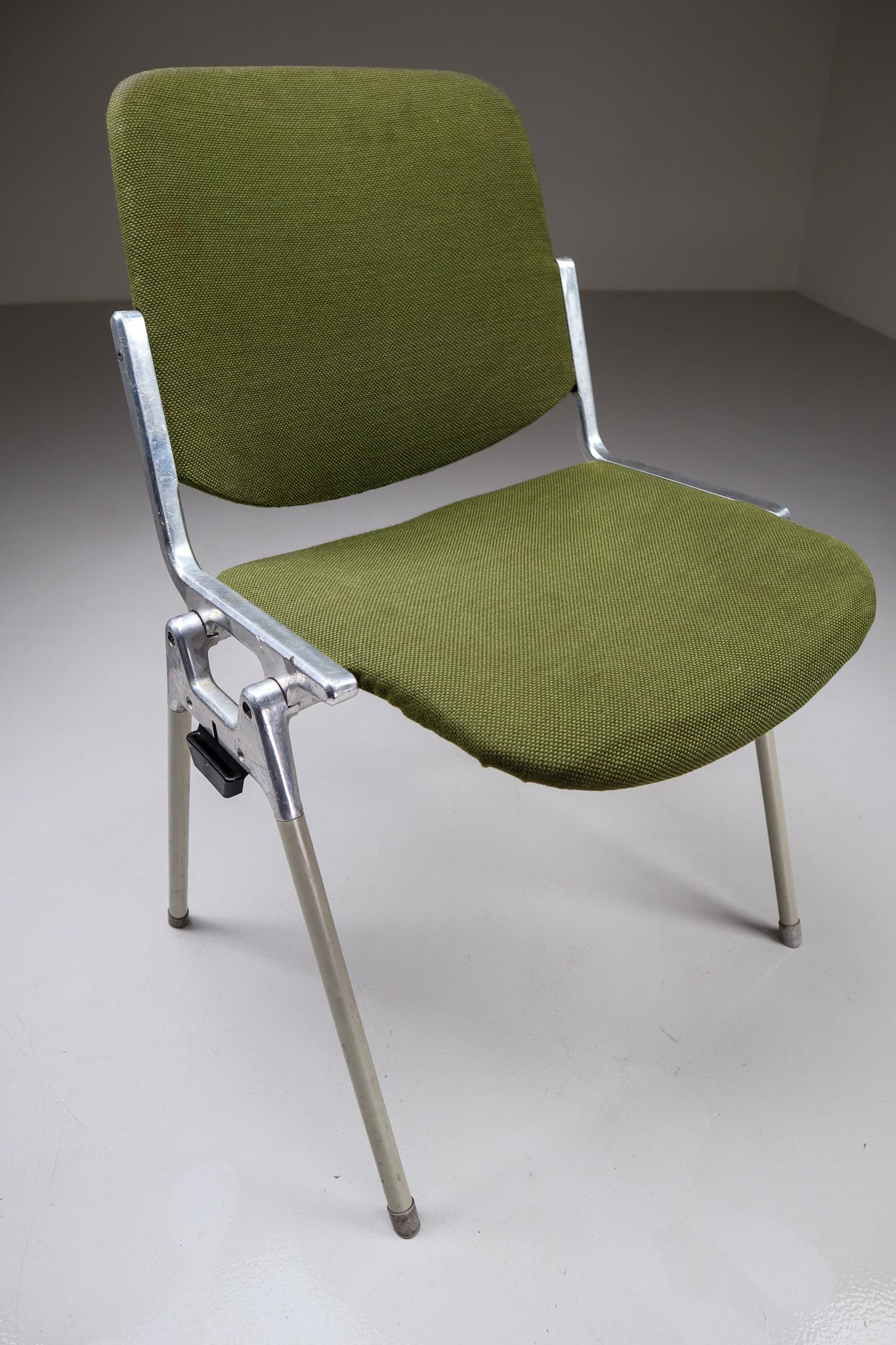 Mid-Century Modern Set of 18 Olive Green Castelli DSC 106 Stacking Chairs by Giancarlo Piretti 1965