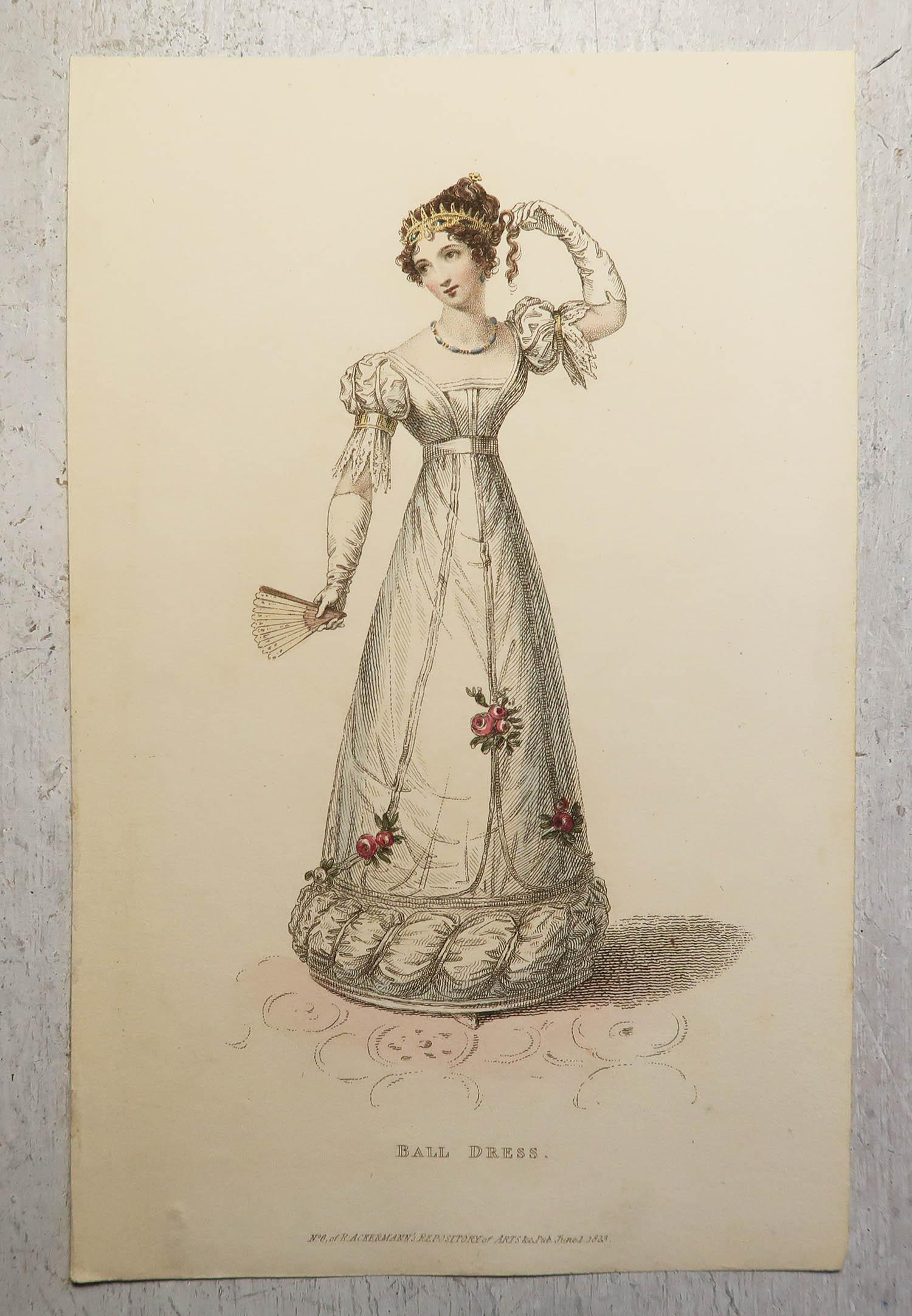 Delightful set of 18 fashion prints

Lovely pastel colors

Lithographs with original hand color

Published by Ackermann, London

Mostly dated 1809. Some 1823

Unframed.

The measurement given is the paper size of one print.







