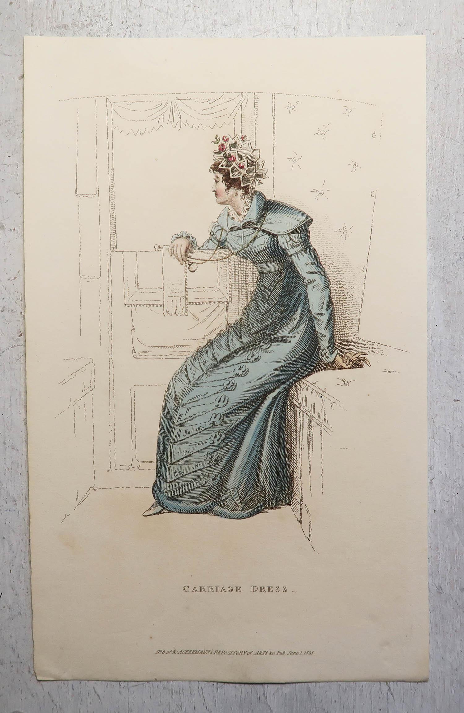 Regency Set of 18 Original Antique Fashion Prints, Dated 1809 - 1823 For Sale