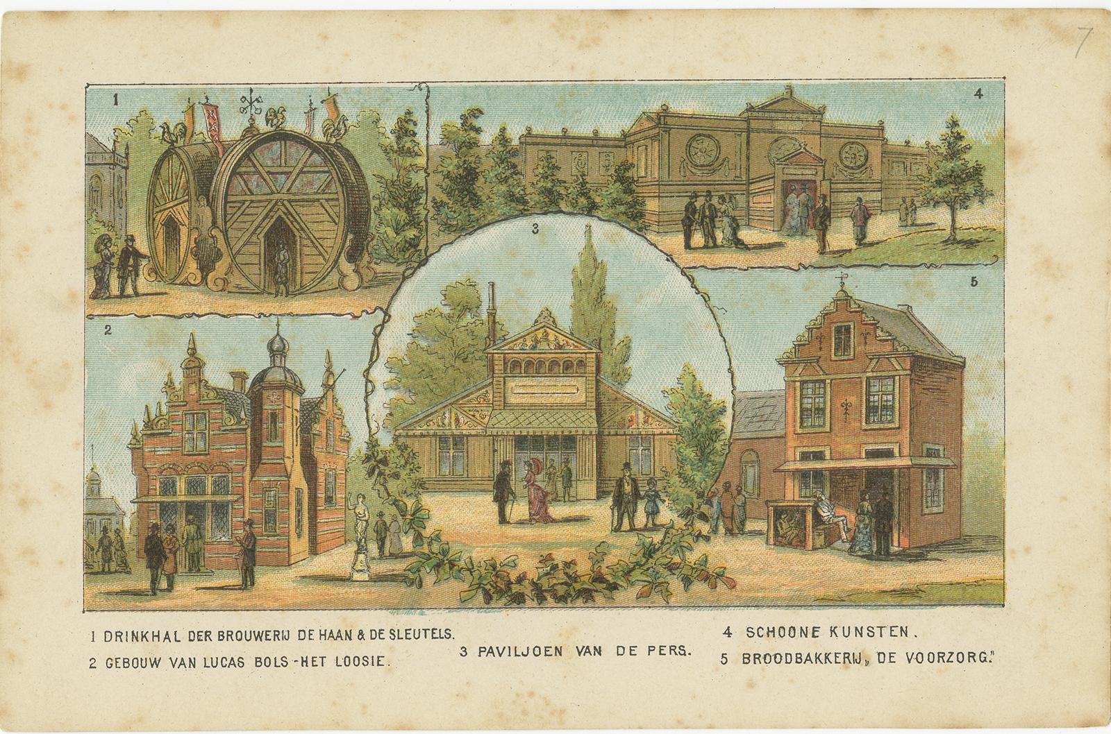 19th Century Set of 18 Prints with Views of Amsterdam and Dutch Colonies, 1883 For Sale