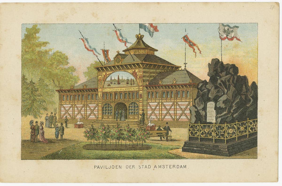 Set of 18 Prints with Views of Amsterdam and Dutch Colonies, 1883