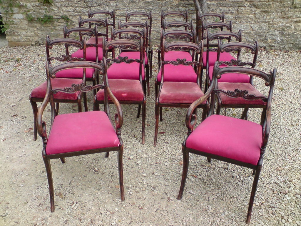 English Set of 18 Regency Dining Chairs For Sale