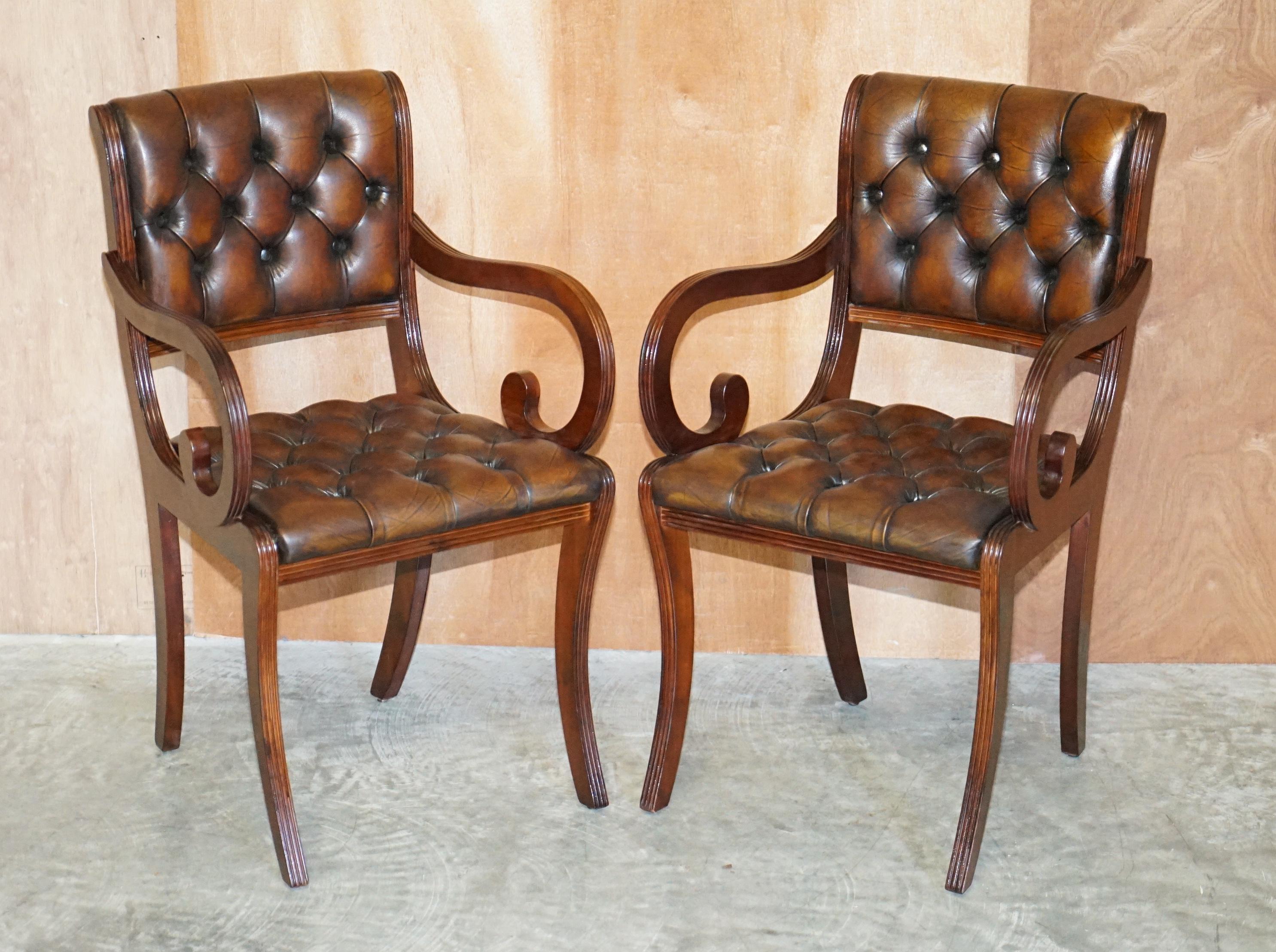 We are delighted to offer this stunning set of 18 Vintage Beresford & Hicks hand made in England fully restored Chesterfield aged cigar brown cattle hide leather dining chairs.

A very good looking and well-made suite, the frames are all mahogany,