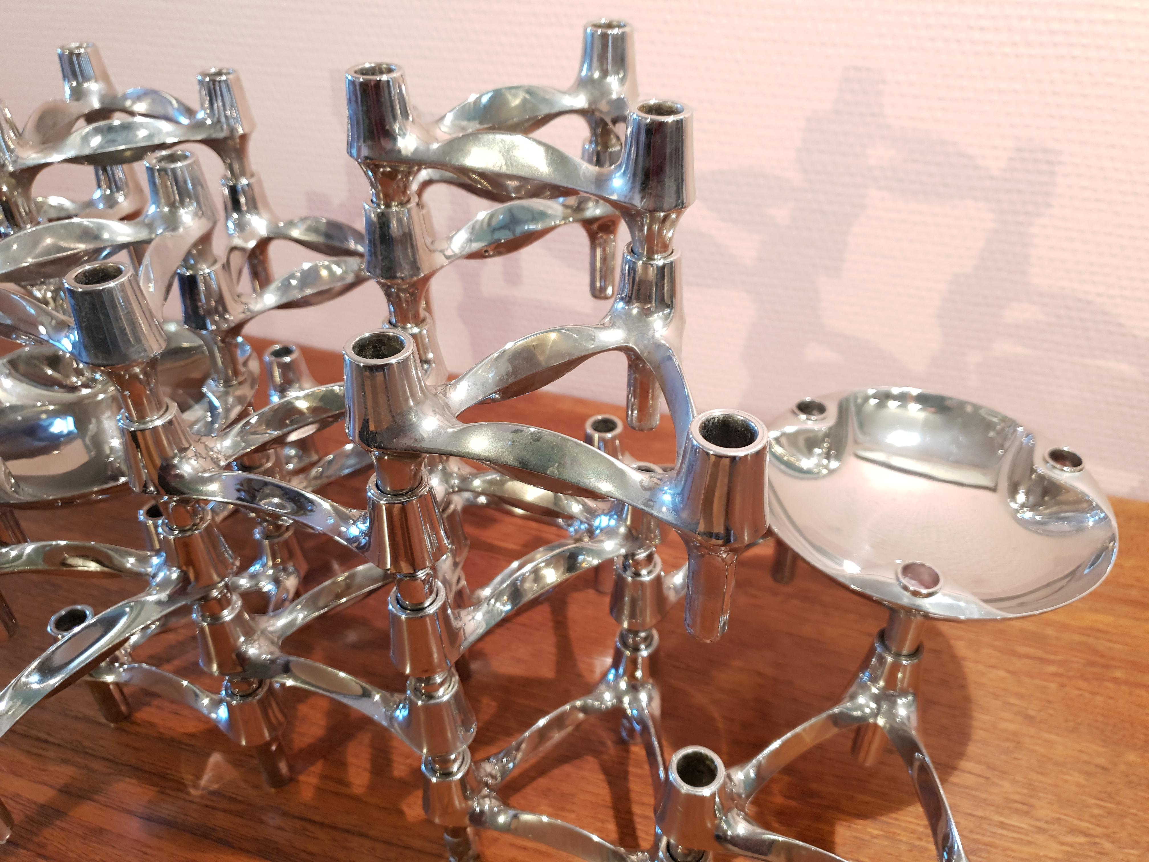Set of 18 Vintage BMF Nagel Candleholder and 2 Shells by Caesar Stoff In Good Condition For Sale In Bern, CH