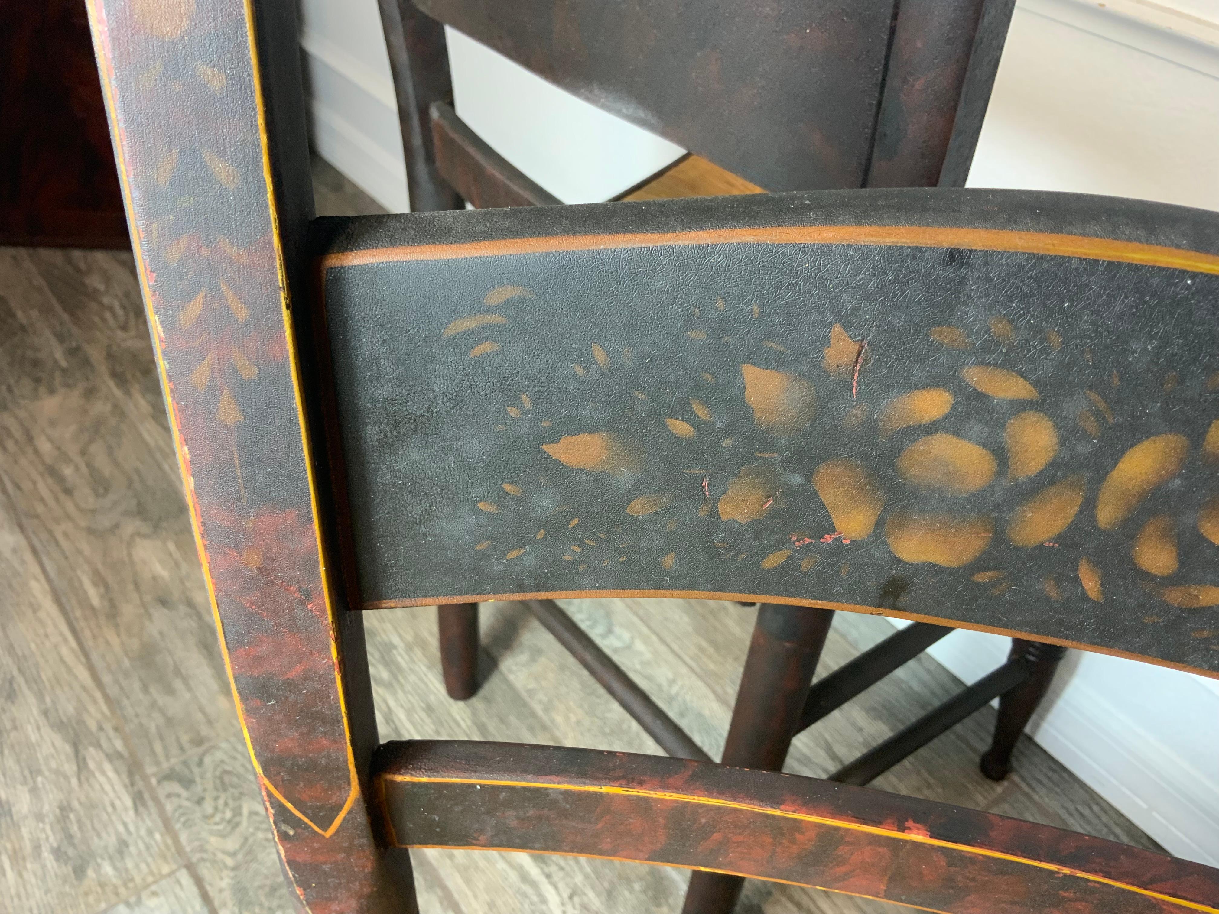 Set of 1840’s Paint Decorated and Stenciled chairs For Sale 3