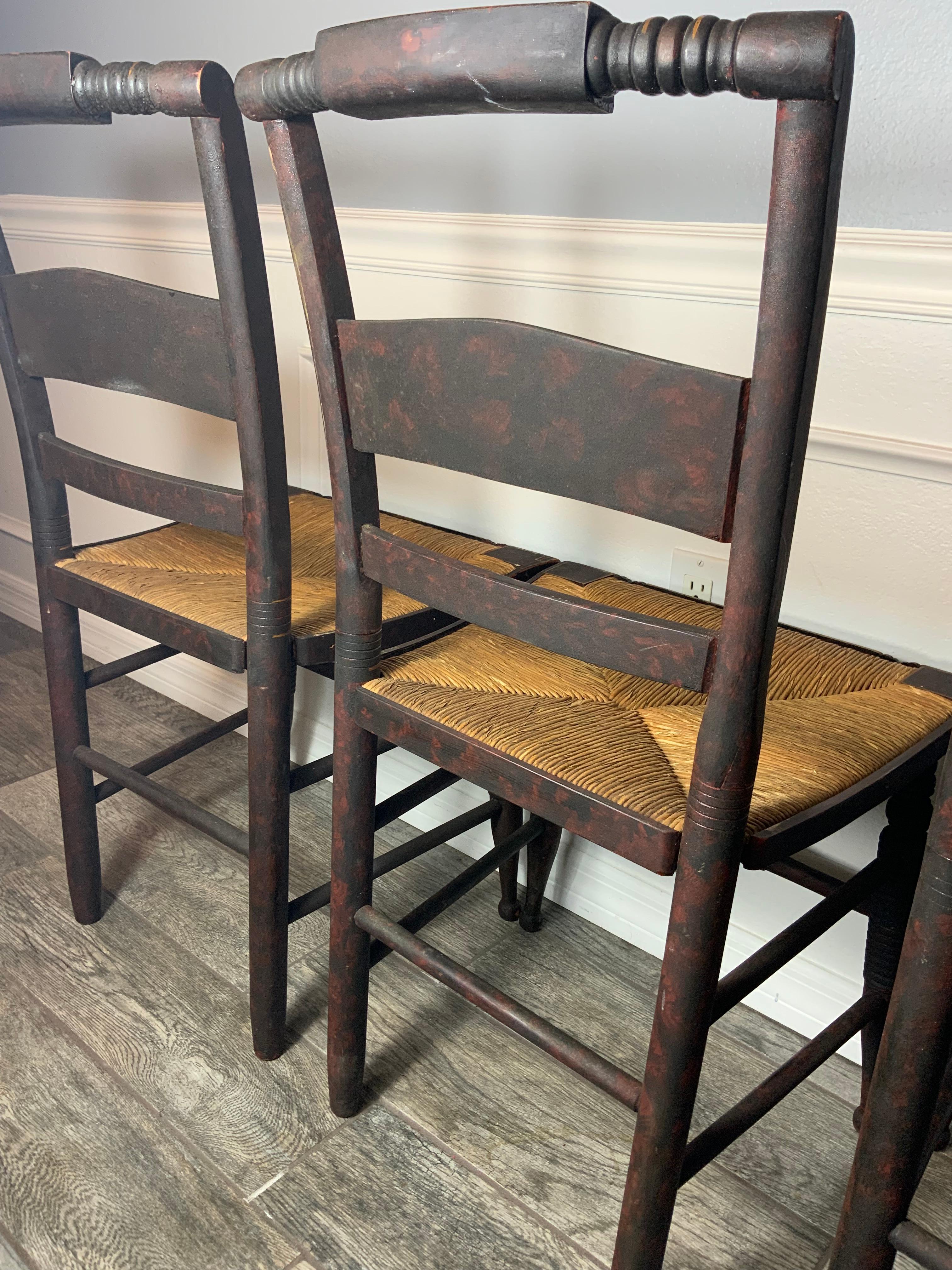 Set of 1840’s Paint Decorated and Stenciled chairs In Good Condition For Sale In Bradenton, FL