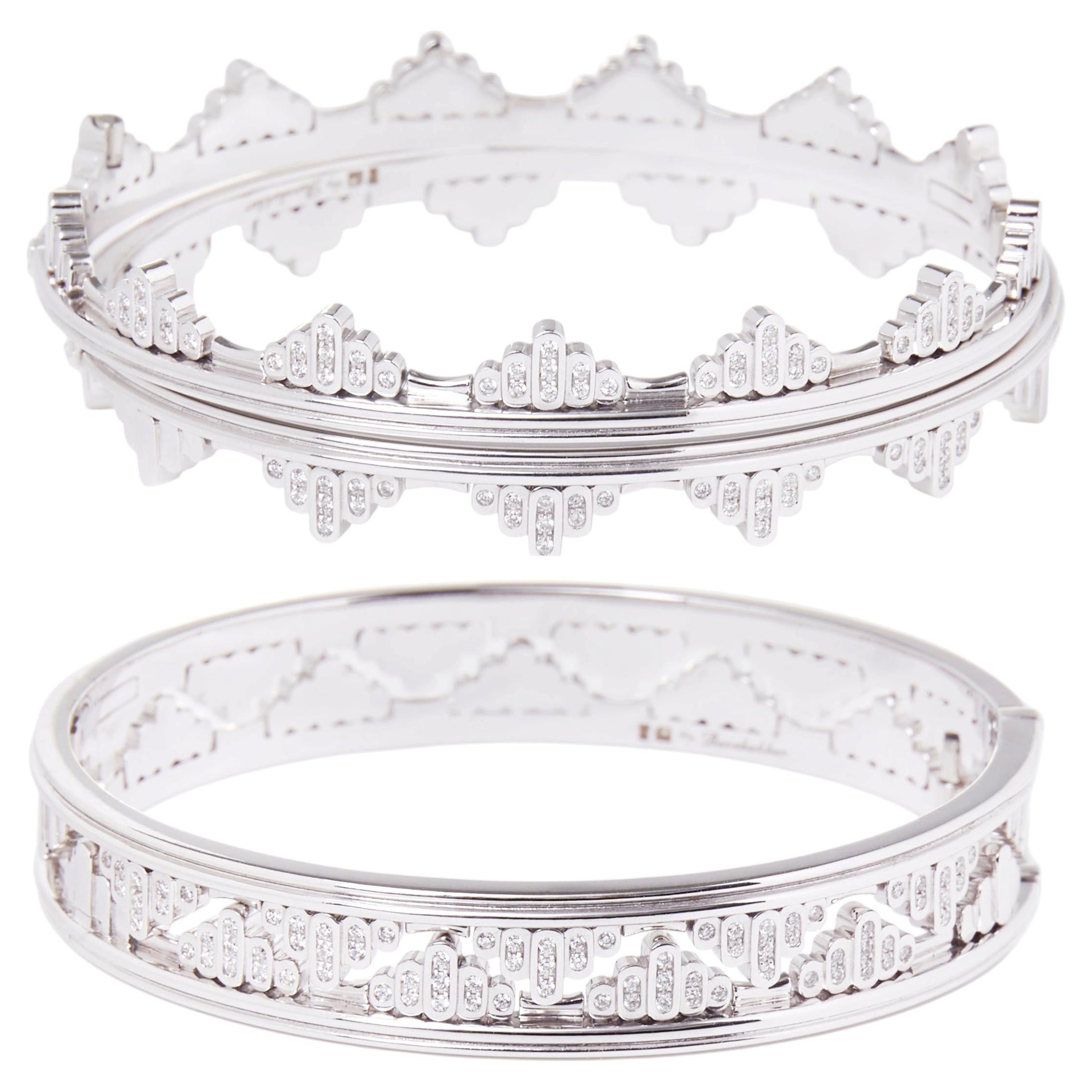 Set aus 18k Weißgold Diamant-Armreifen - Blue Bridge im Angebot