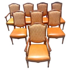 Set of 18th C Style Alfonso Marina Ebanista Leather Dining Chairs