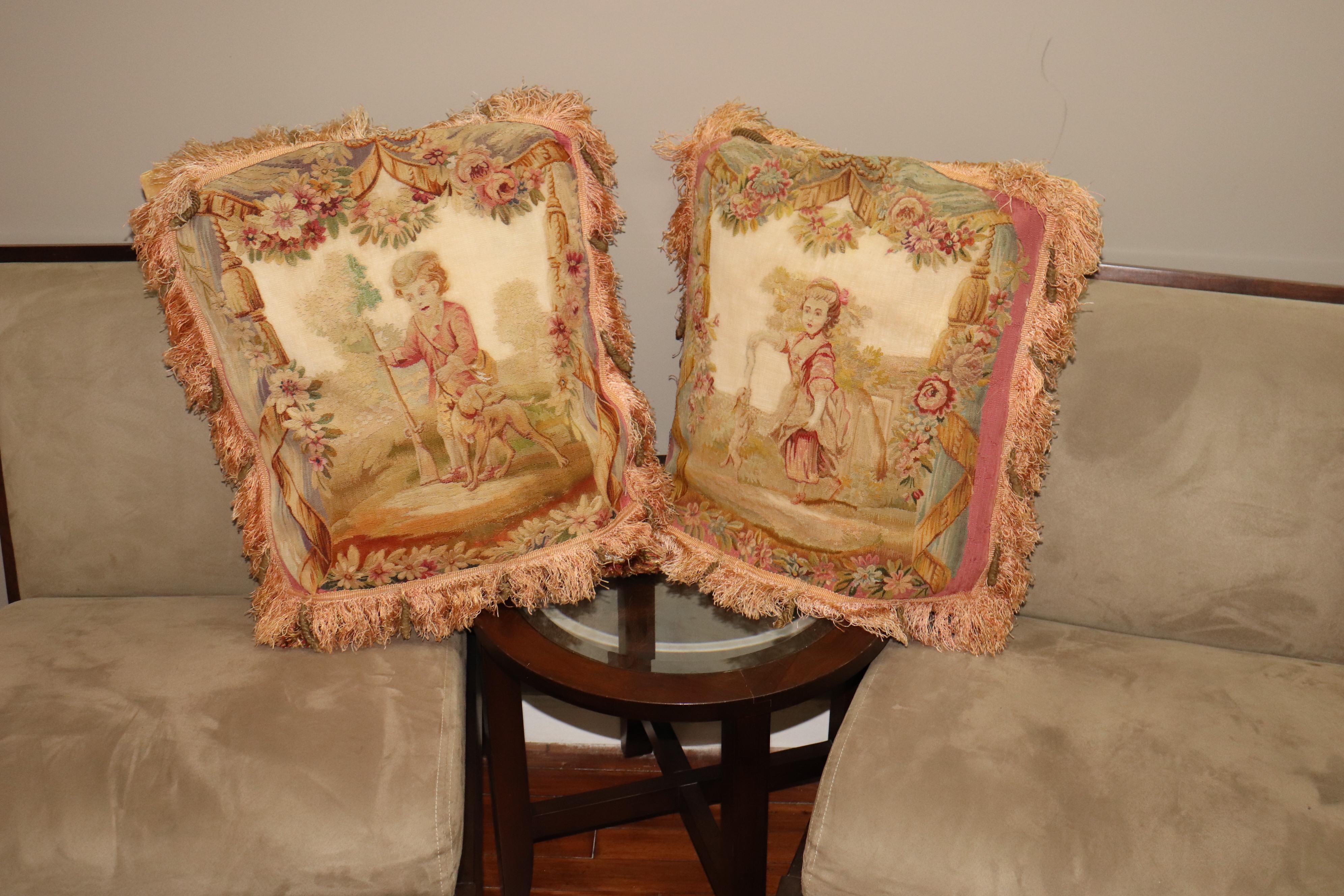 Set of 18th Century Aubusson Tapestry Pillows 4