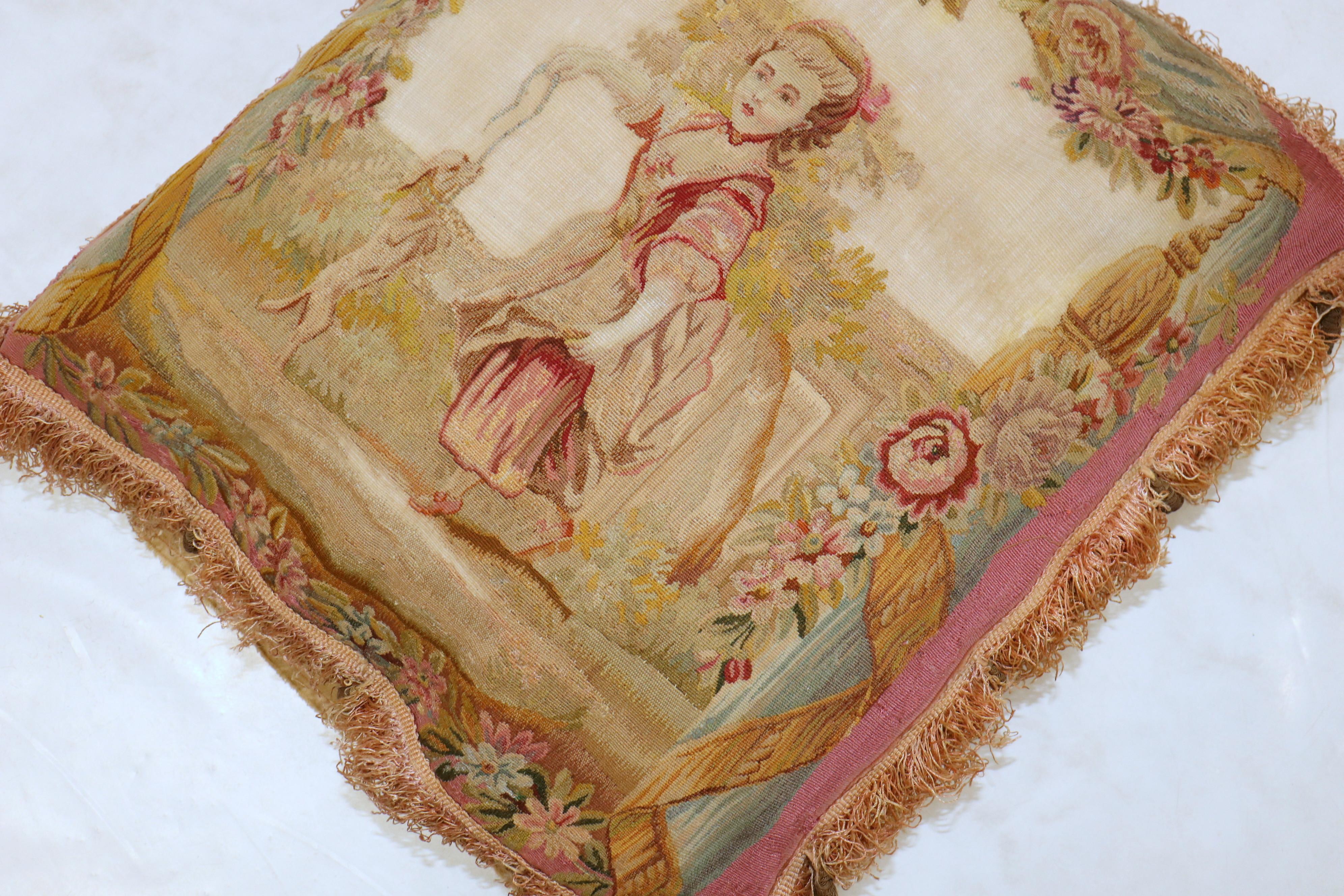 Velvet Set of 18th Century Aubusson Tapestry Pillows