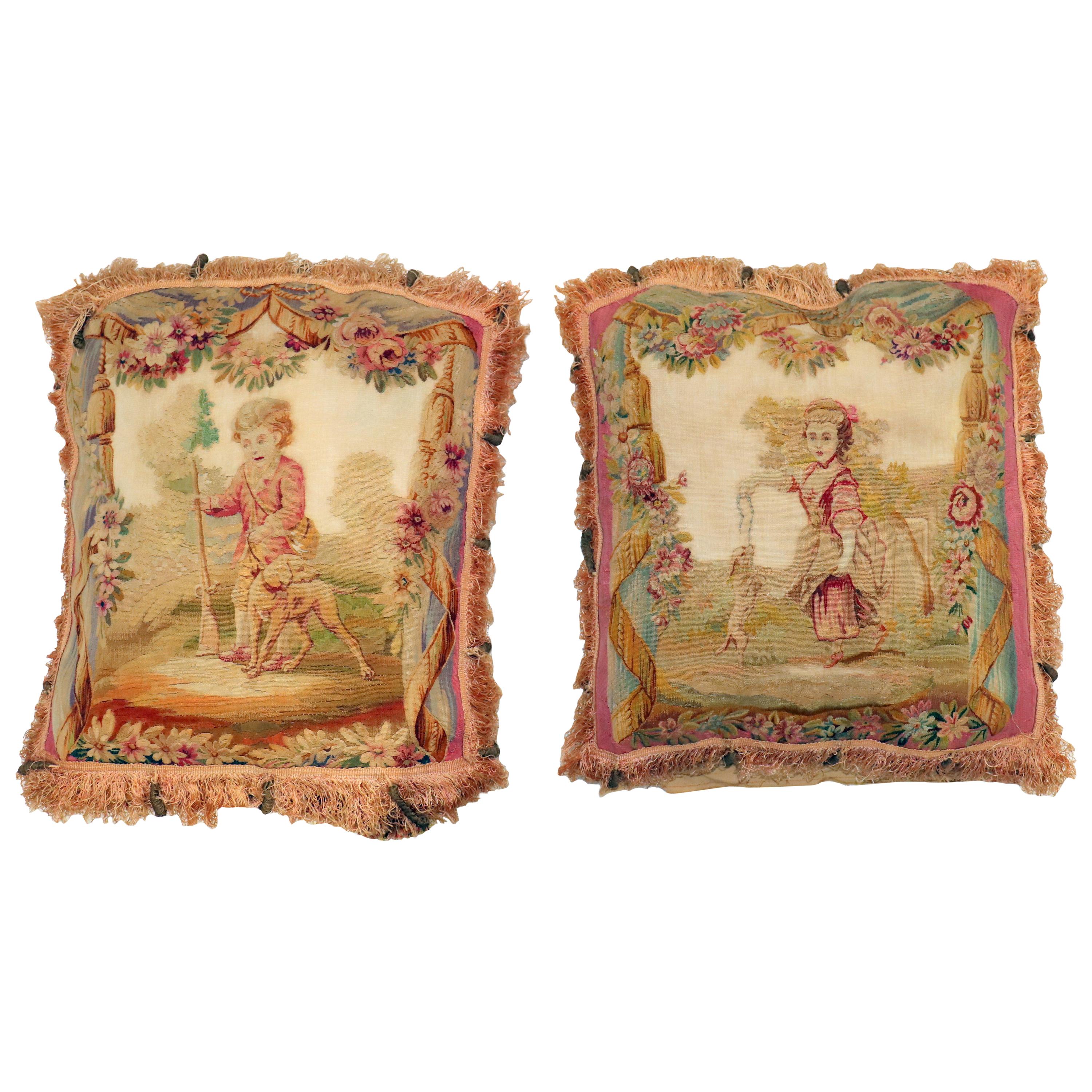 Set of 18th Century Aubusson Tapestry Pillows