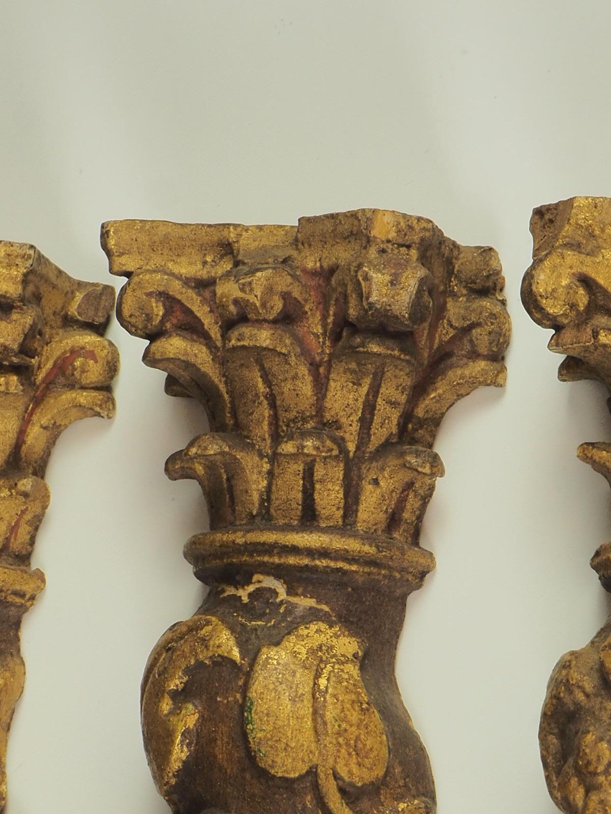 Set of 18th Century Baroque style Solomonic Carved Gilt Wood Columns For Sale 6