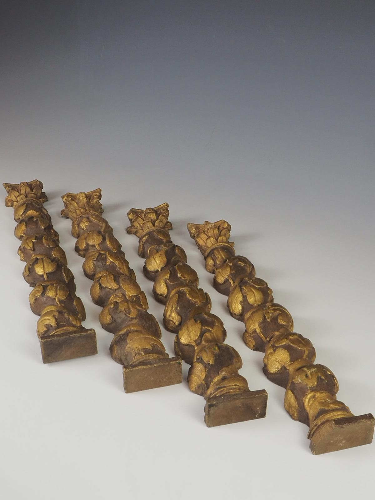 Set of 18th Century Baroque style Solomonic Carved Gilt Wood Columns In Fair Condition For Sale In Lincoln, GB