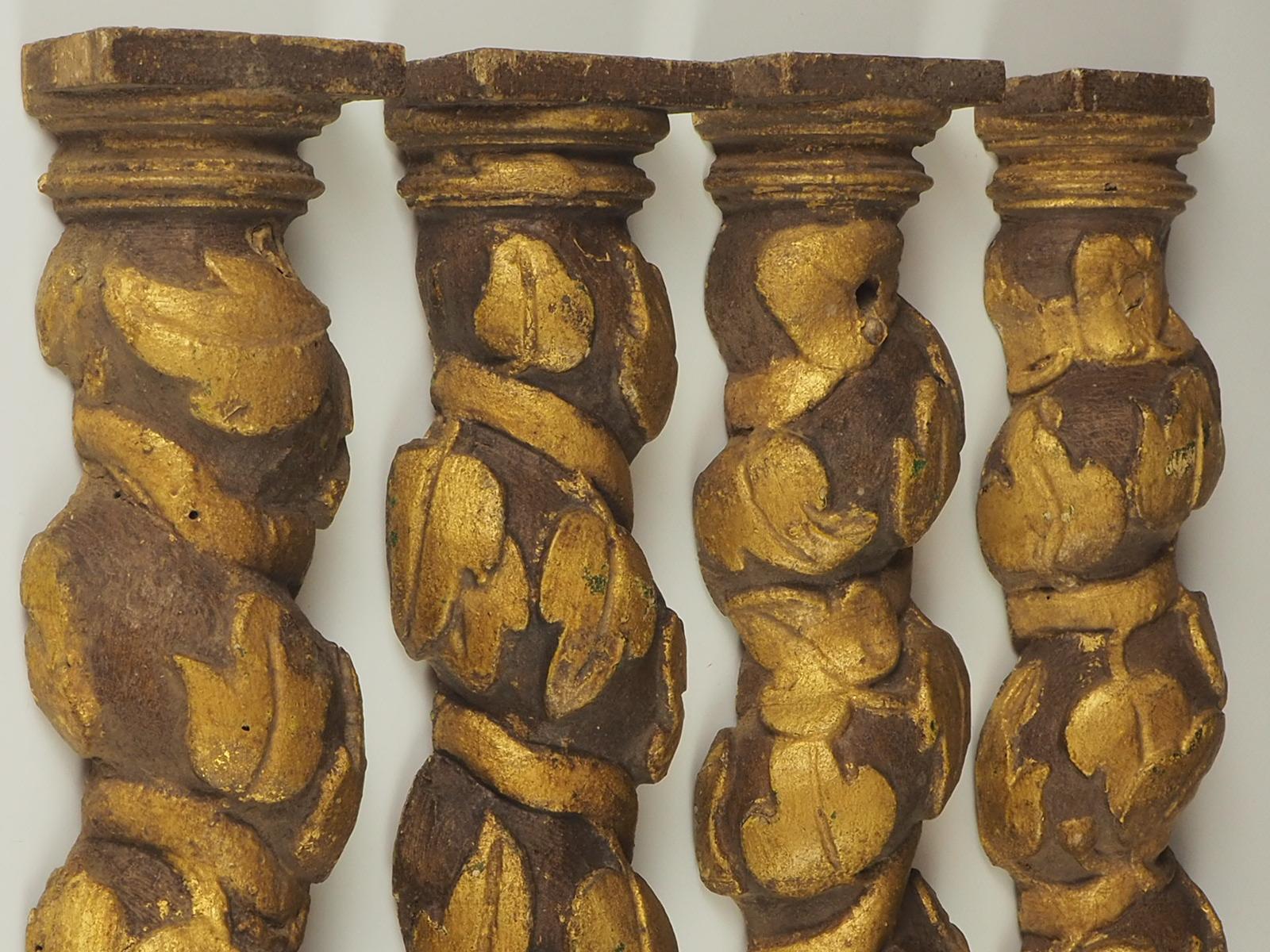 Set Solomonischer geschnitzter vergoldeter Holzsäulen im Barockstil des 18. Jahrhunderts im Angebot 2