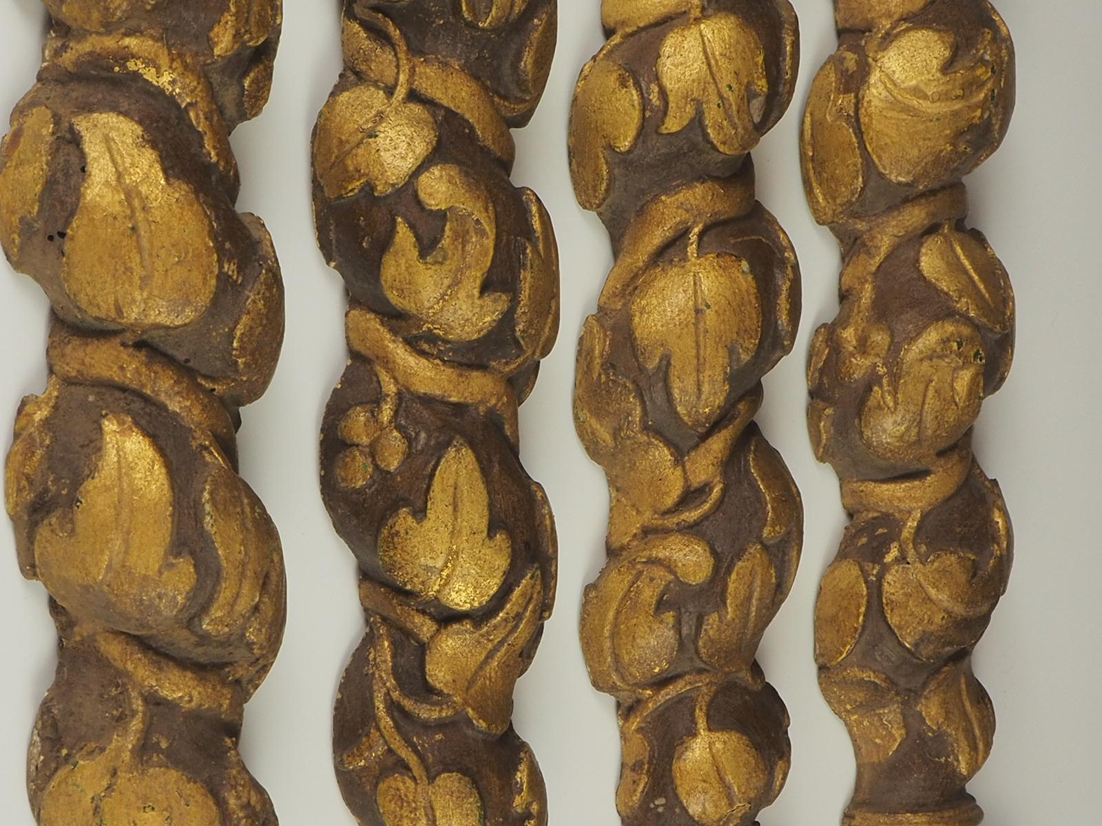 Set Solomonischer geschnitzter vergoldeter Holzsäulen im Barockstil des 18. Jahrhunderts im Angebot 3