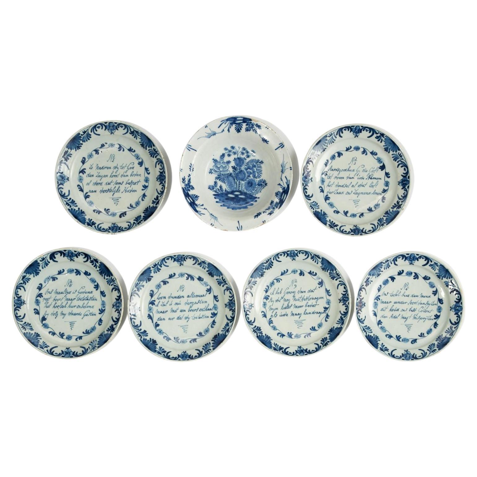 Set von Delfter Tellern aus dem 18. Jahrhundert