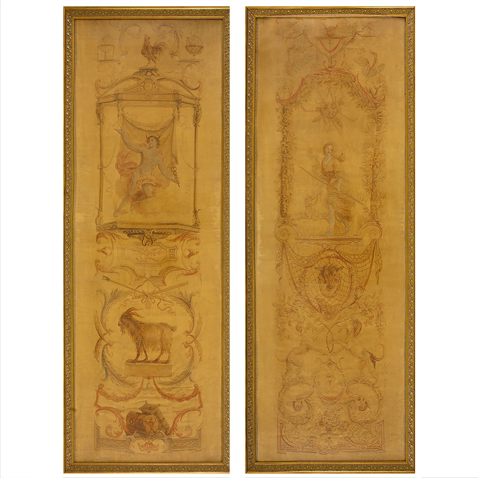 Paire de  Tapisserie de Beauvais du 18ème siècle ( 2'9" x 7'6" - 83 x 228 )