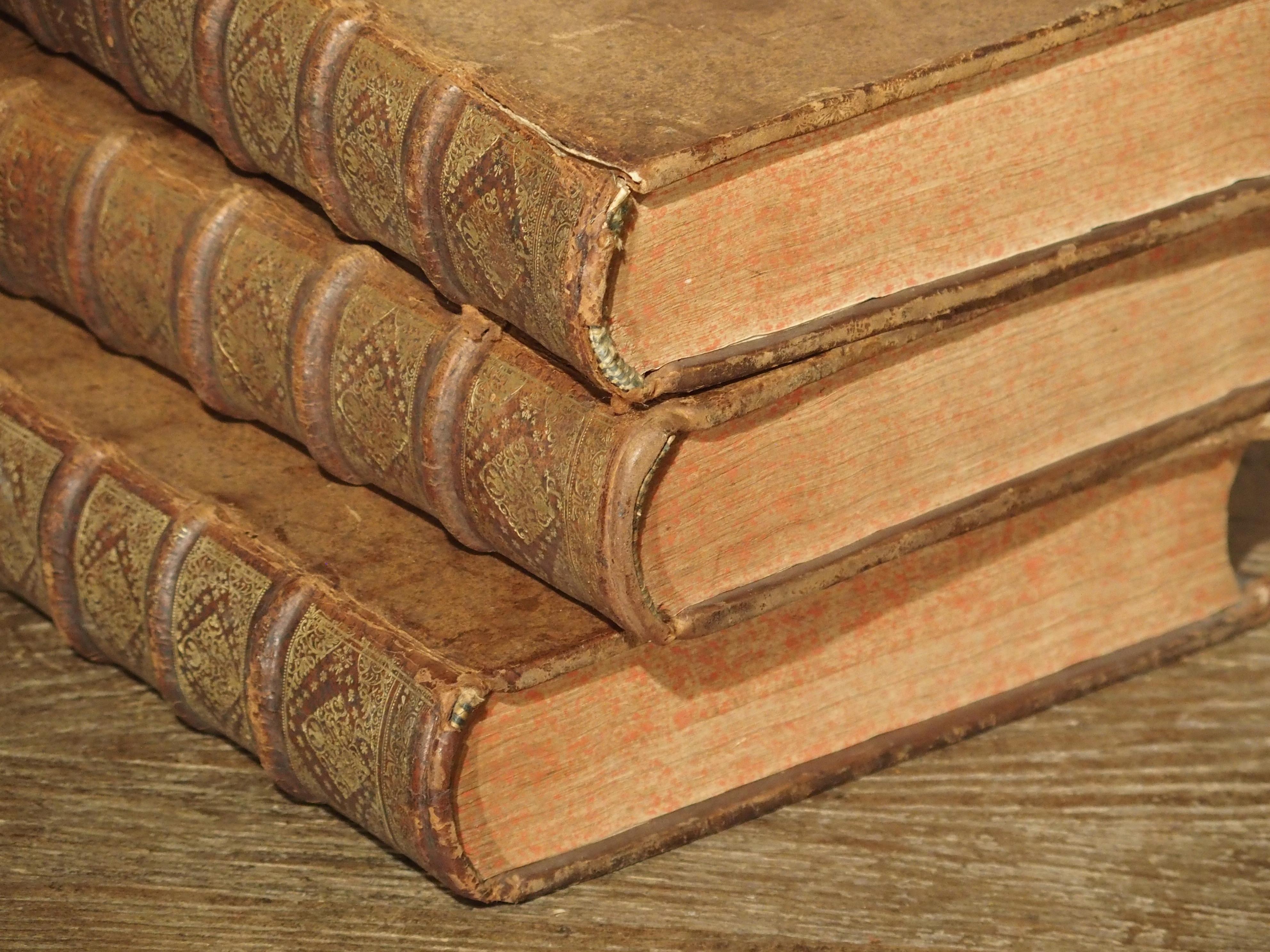 Set of 18th Century French Leather Bound Books, Les Vies Des Saints, 1715 7