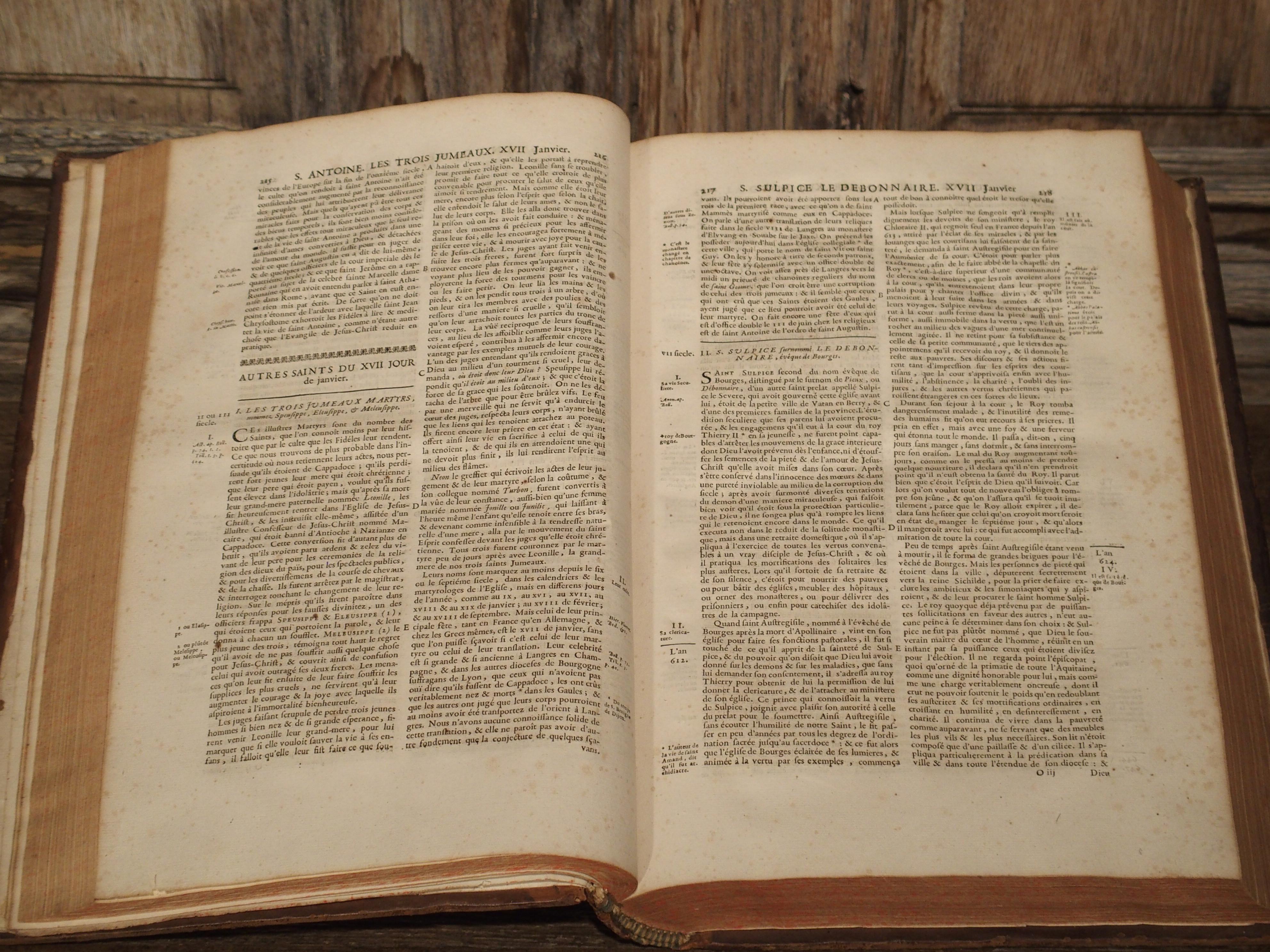 Set of 18th Century French Leather Bound Books, Les Vies Des Saints, 1715 12