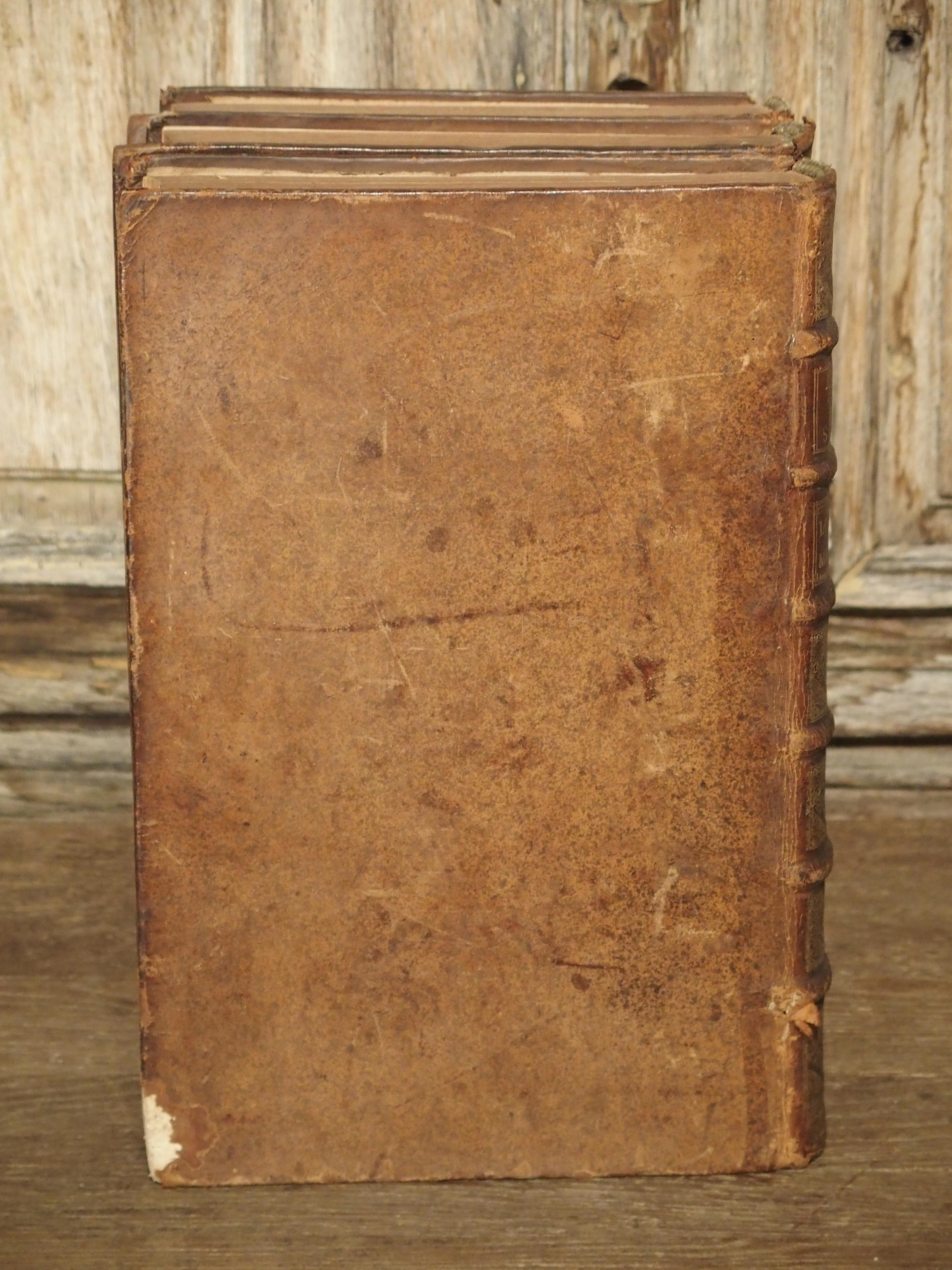 Set of 18th Century French Leather Bound Books, Les Vies Des Saints, 1715 13