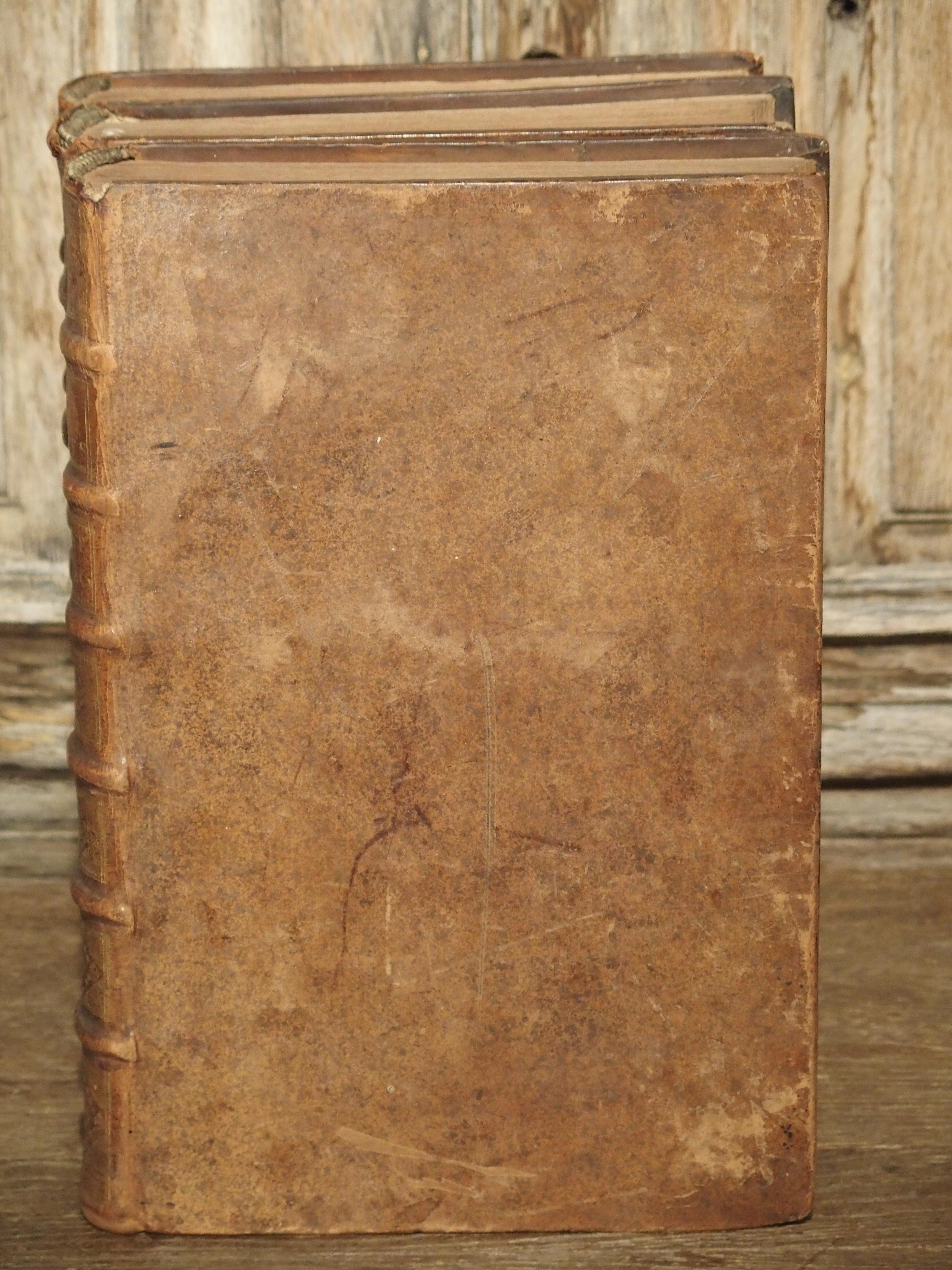Set of 18th Century French Leather Bound Books, Les Vies Des Saints, 1715 15