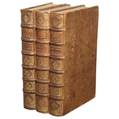 Set of 18th Century French Leather Bound Books, Les Vies Des Saints, 1715