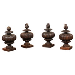 Antique Set of 18th Century Italian Carved Wood Finials. SOLD IN PAIRS(1 pair available)