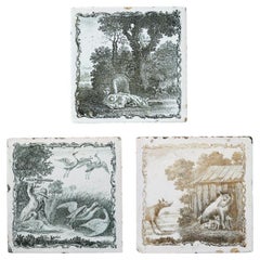Set of 18th Century Transfer Printed Liverpool Delft Tiles