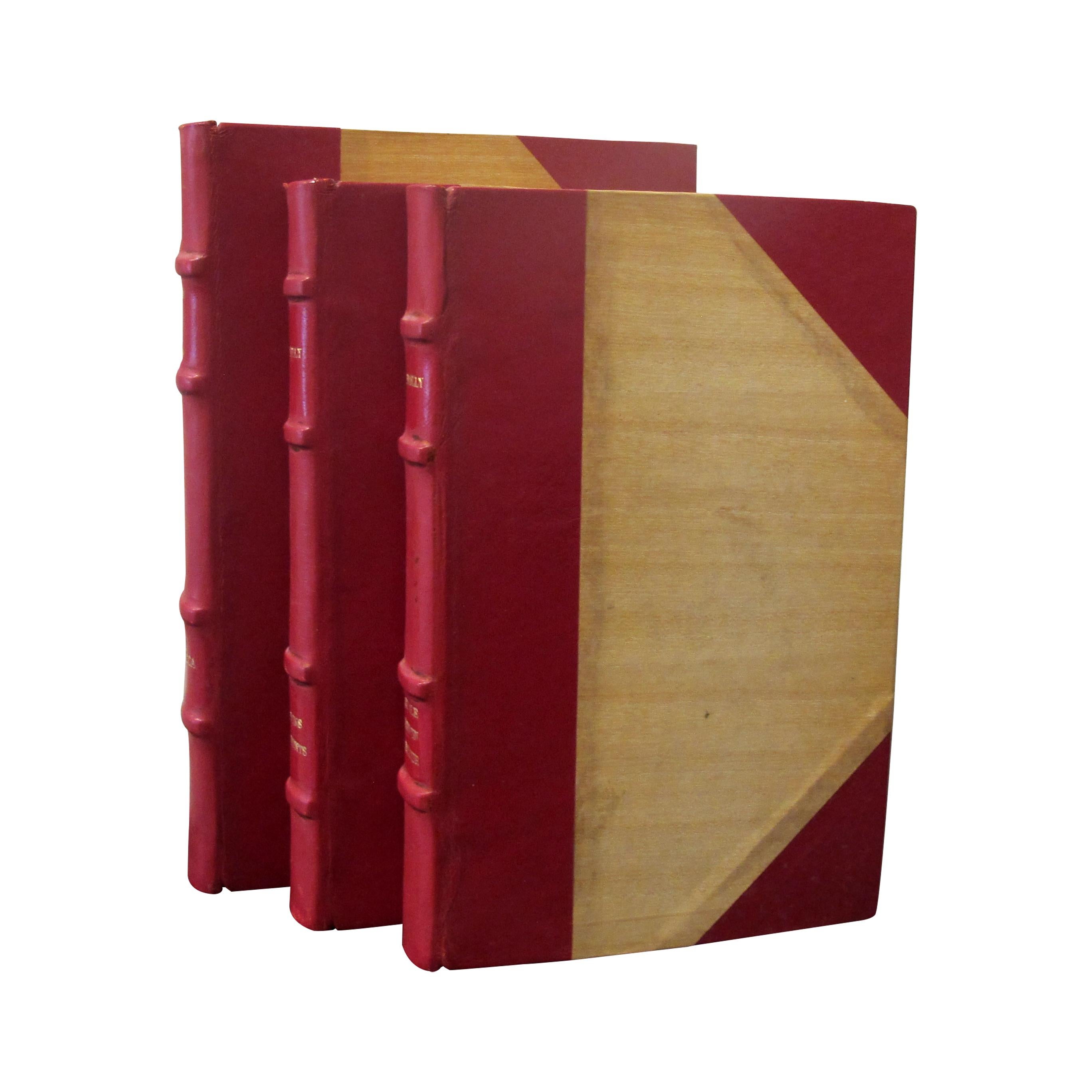 Other Set of 19 Early 20th Century French Novel Books Bound in Red Leather 1920s-1960s