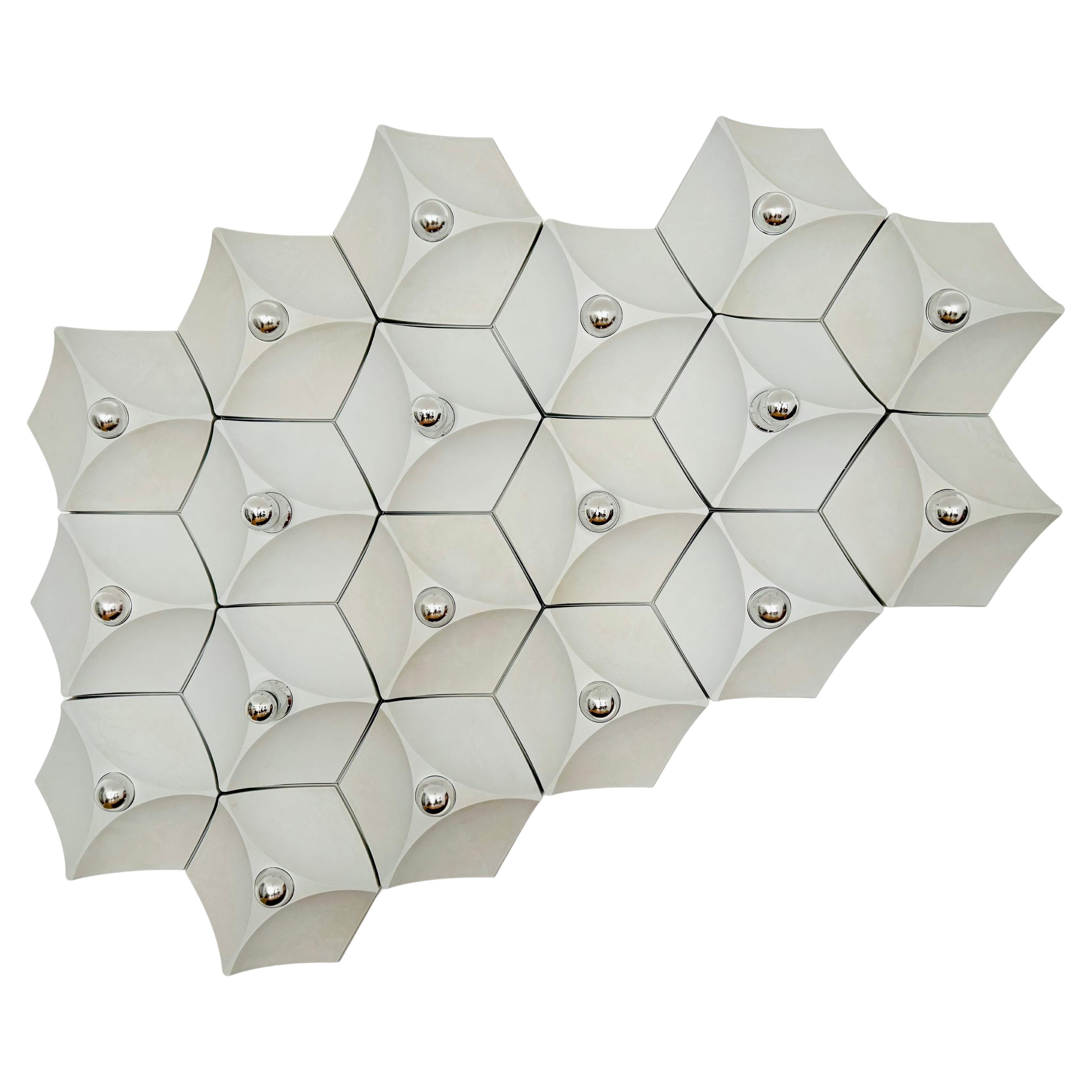 Set of 19 Space Age Plastic Wall or Flush Lamp by Hoffmeister Leuchten