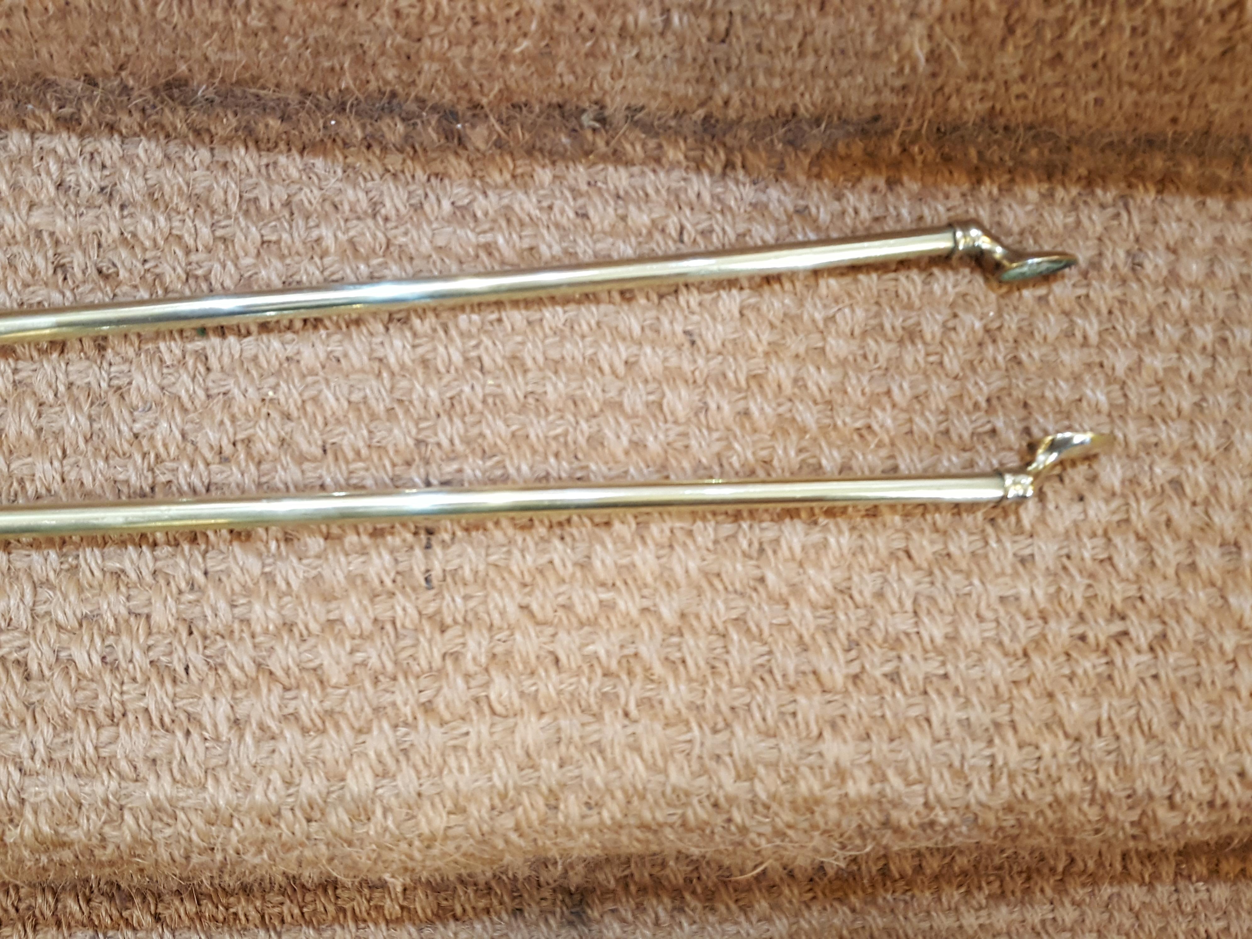 Set of 1920s Brass Fire Irons with Dogs 1