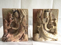 Set of 1920s Carved Soapstone Bookends