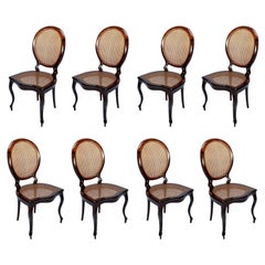Set of 1940s Brazilian Jacaranda Medallion Cane Dining Chairs