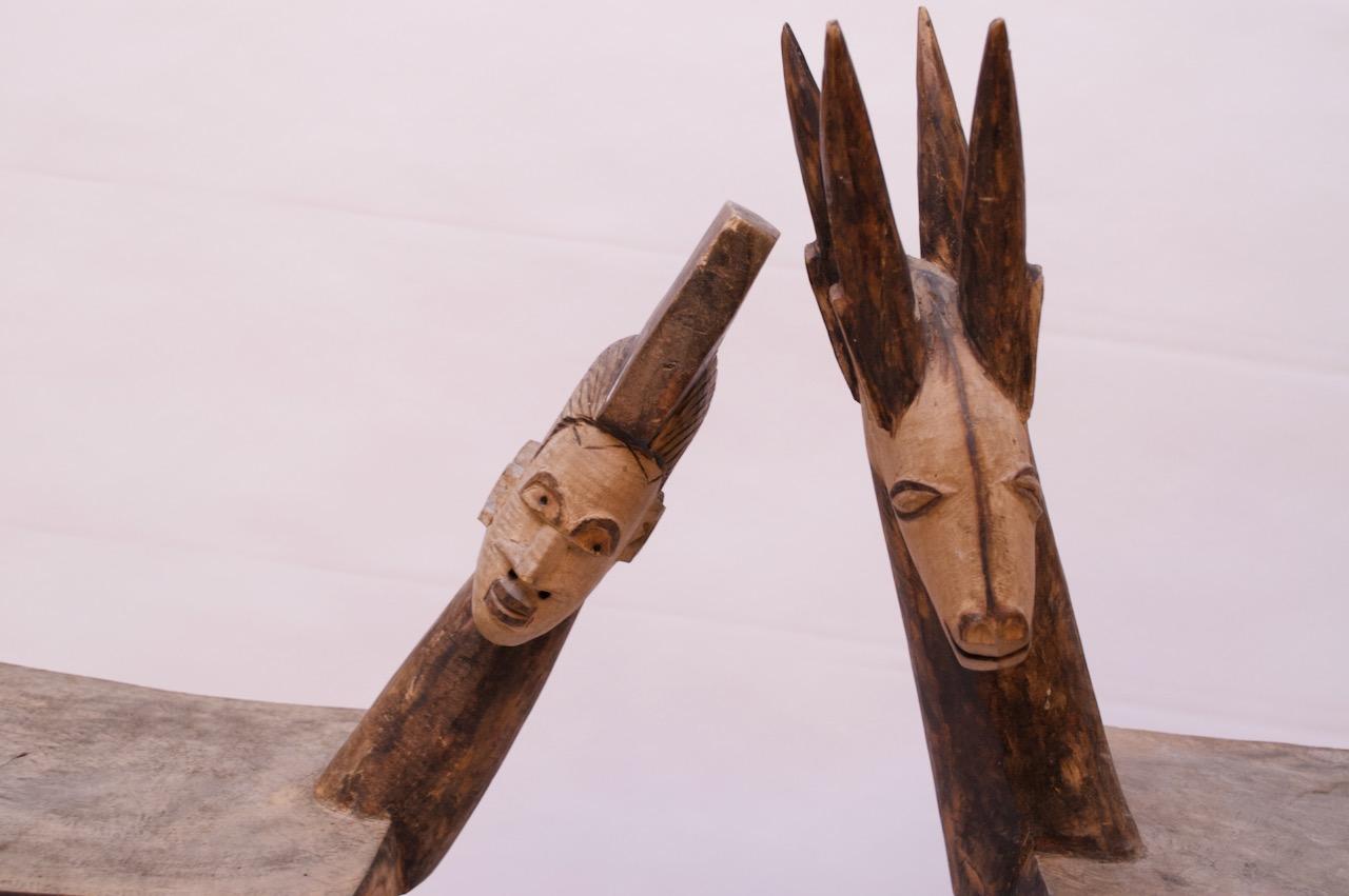 Set of 1940s Hard Wood African Lobi Stools with Carved and Pyrogravure Details 4