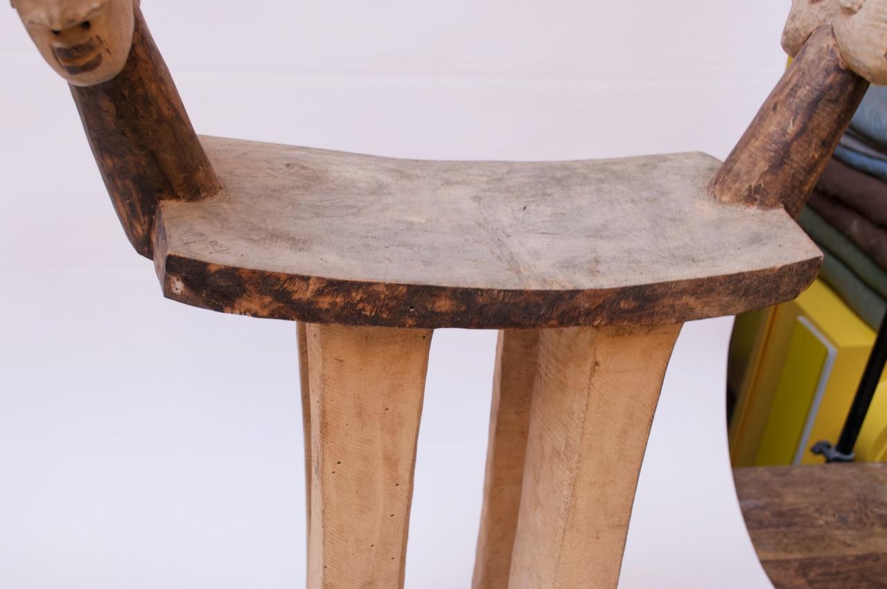 Hardwood Set of 1940s Hard Wood African Lobi Stools with Carved and Pyrogravure Details For Sale