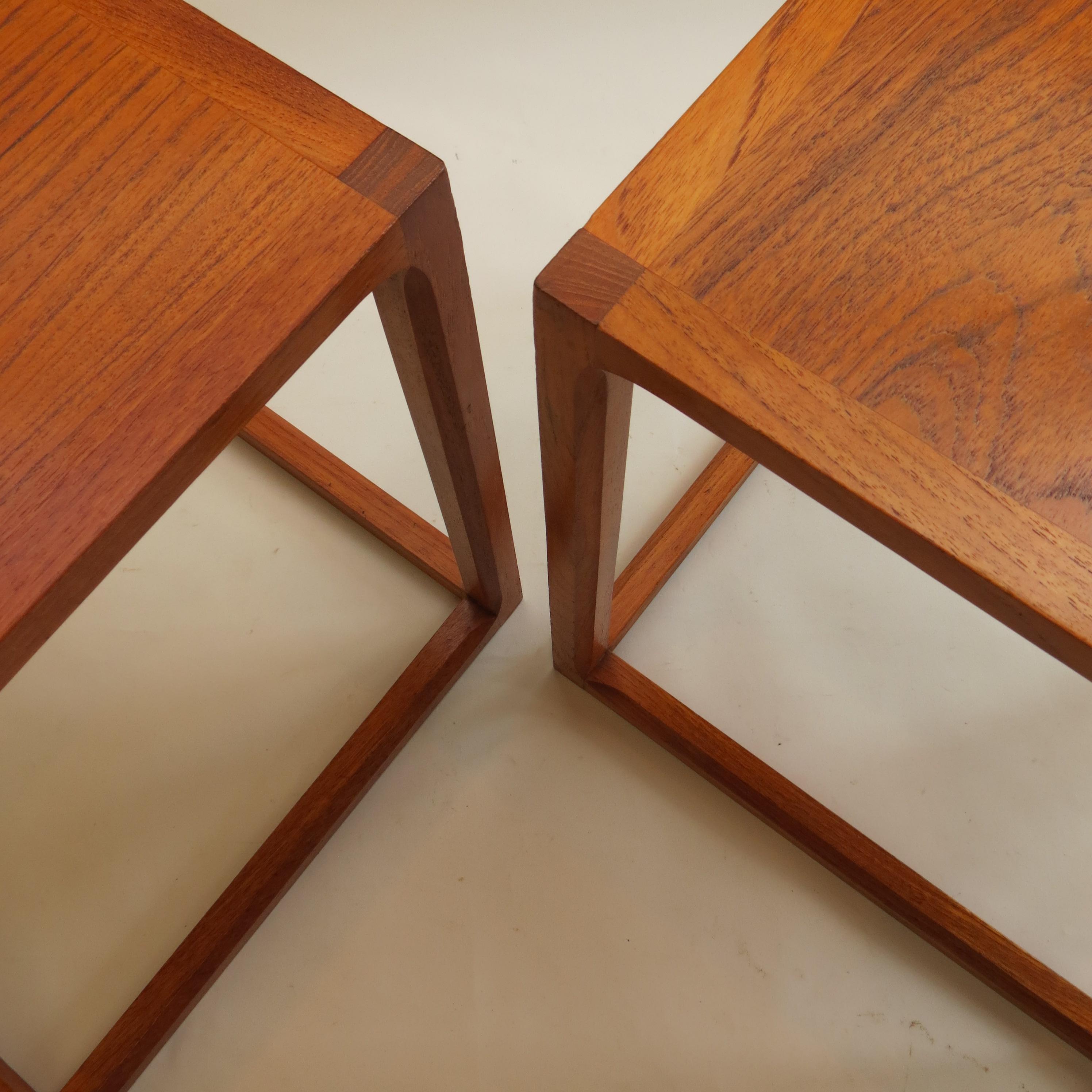 Set of 1950s Danish Aksel Kjersgaard, Denmark Qube Tables Nest of 3 Cube Coffee 1