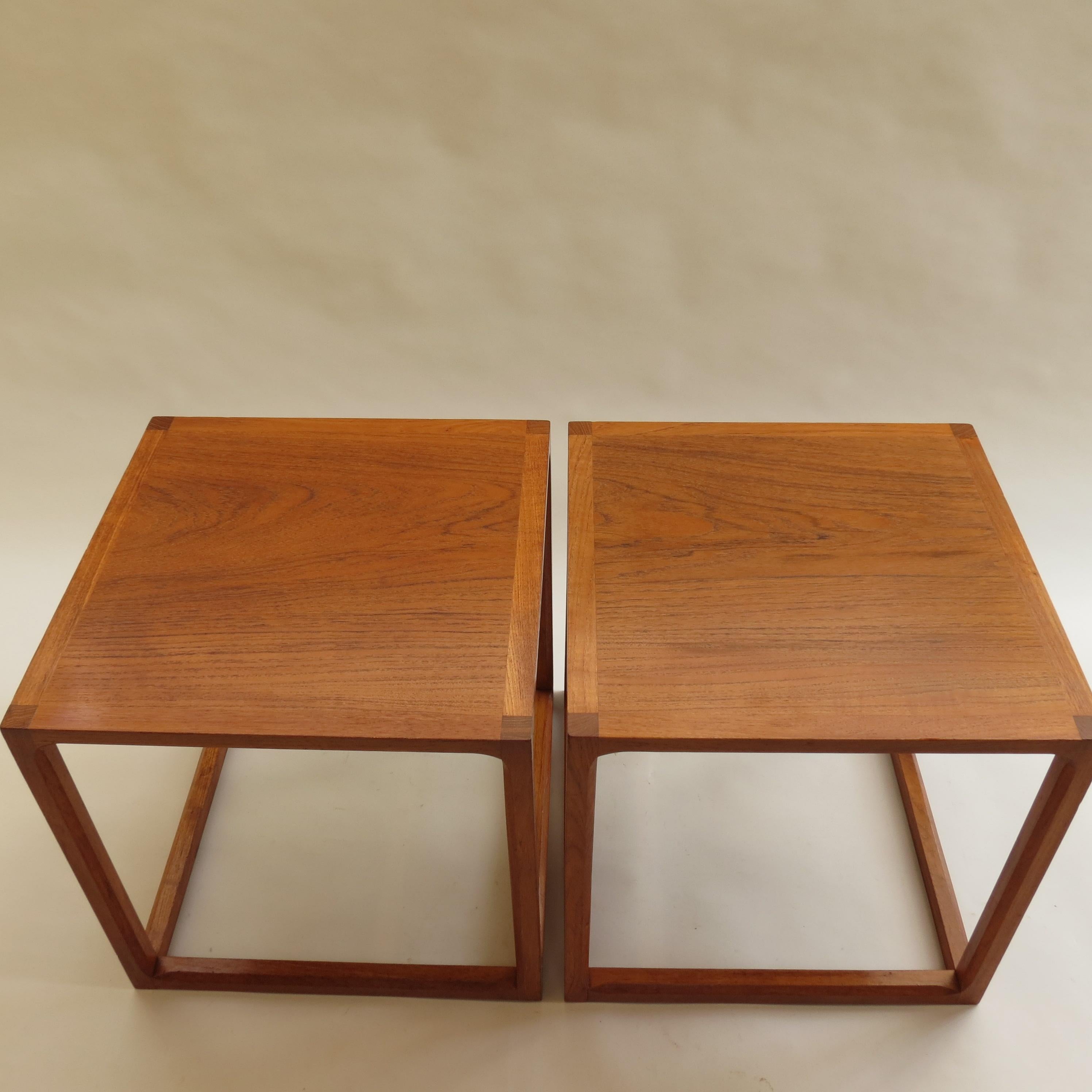 Set of 1950s Danish Aksel Kjersgaard, Denmark Qube Tables Nest of 3 Cube Coffee 2