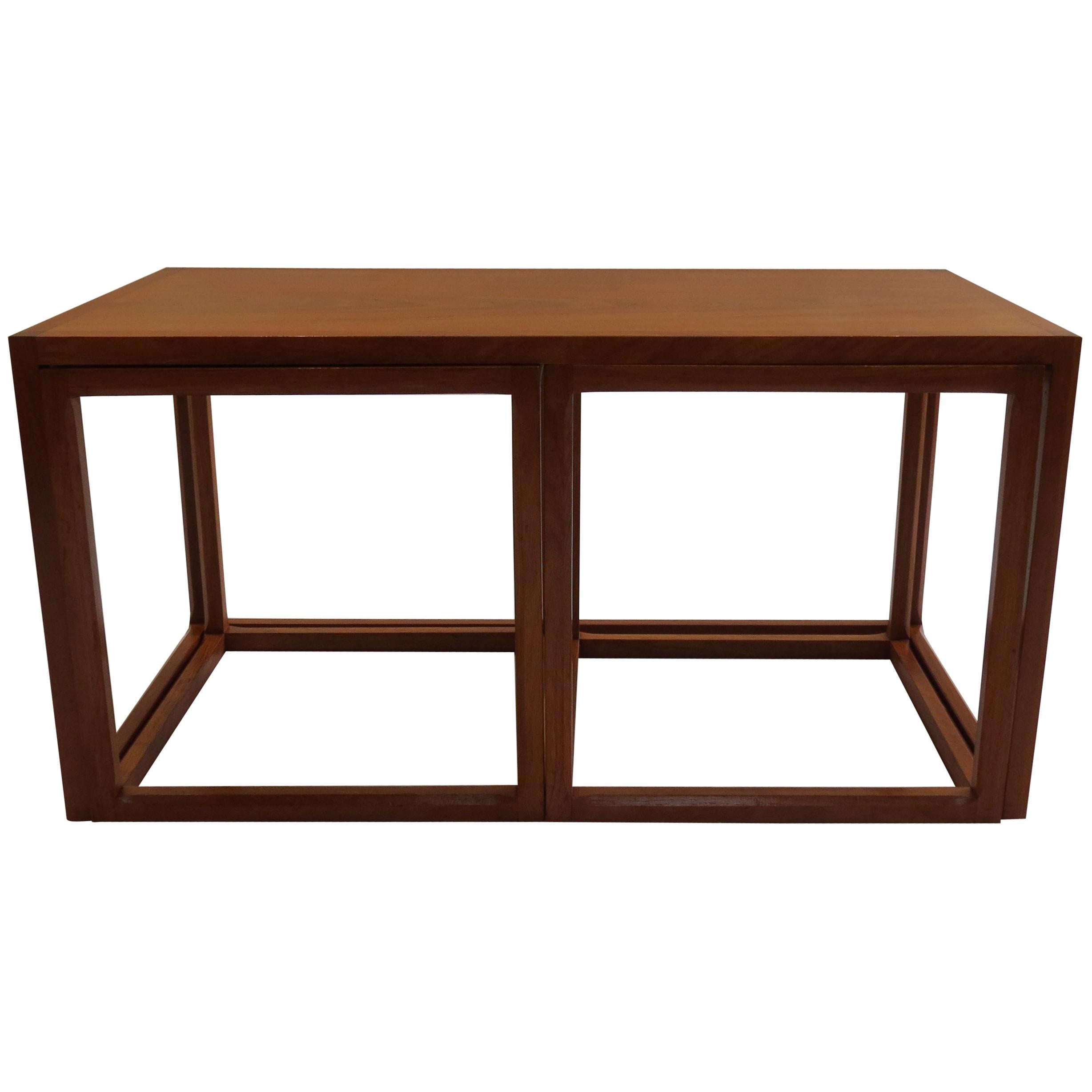 Set of 1950s Danish Aksel Kjersgaard, Denmark Qube Tables Nest of 3 Cube Coffee