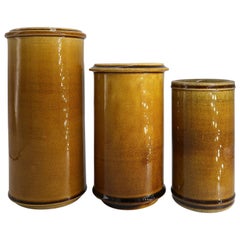 Set di vasi danesi in ceramica ocra dorata del 1950, Kähler