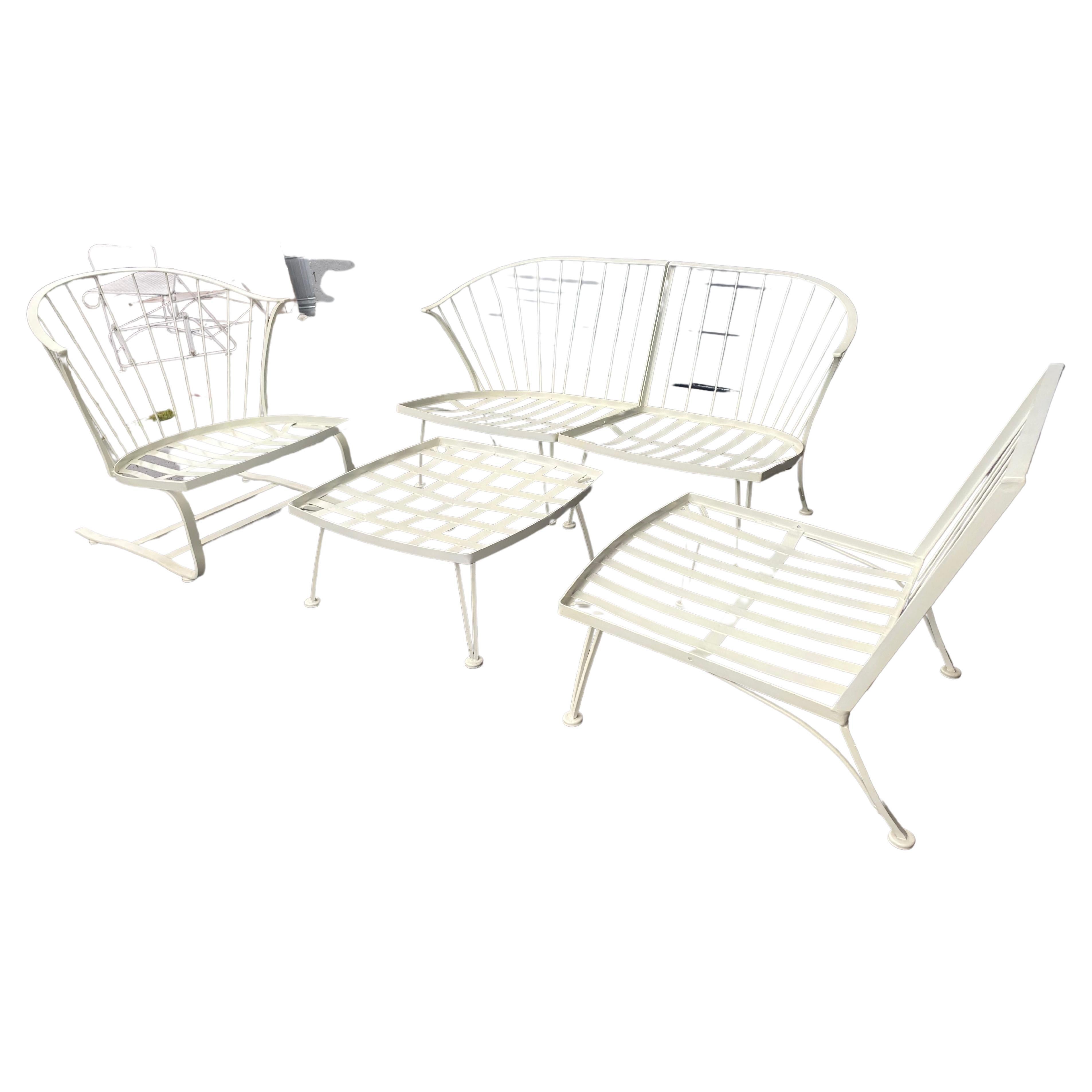 Mid-Century Modern Set of 1950's Pinecrest Lounge Seating by Woodard, , rare springer chair & ottoman