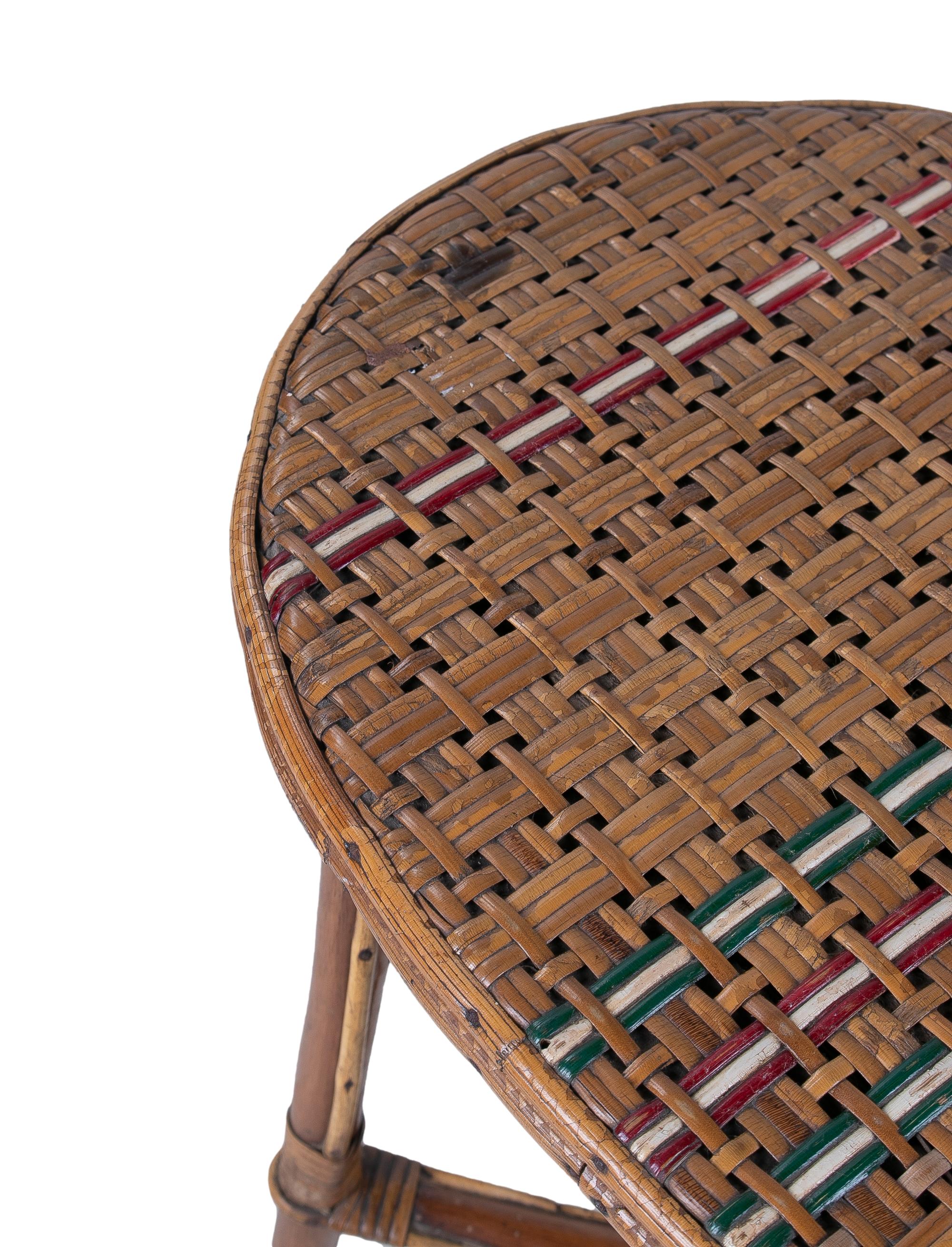 Set of 1950s Spanish Children's Size Lace Wicker & Bamboo Chair w/ Table 2