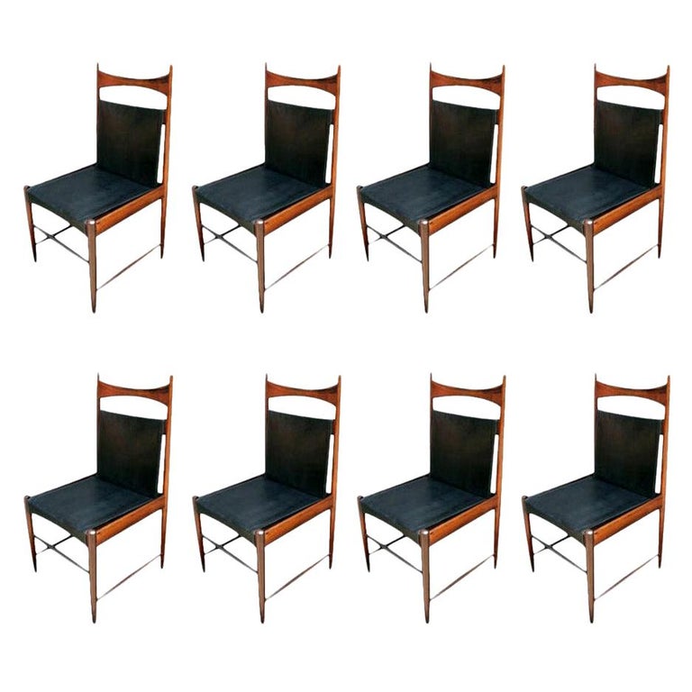 Sergio Rodrigues Set of 8 Cantu Dining Chairs, 1959, Offered by Adesso