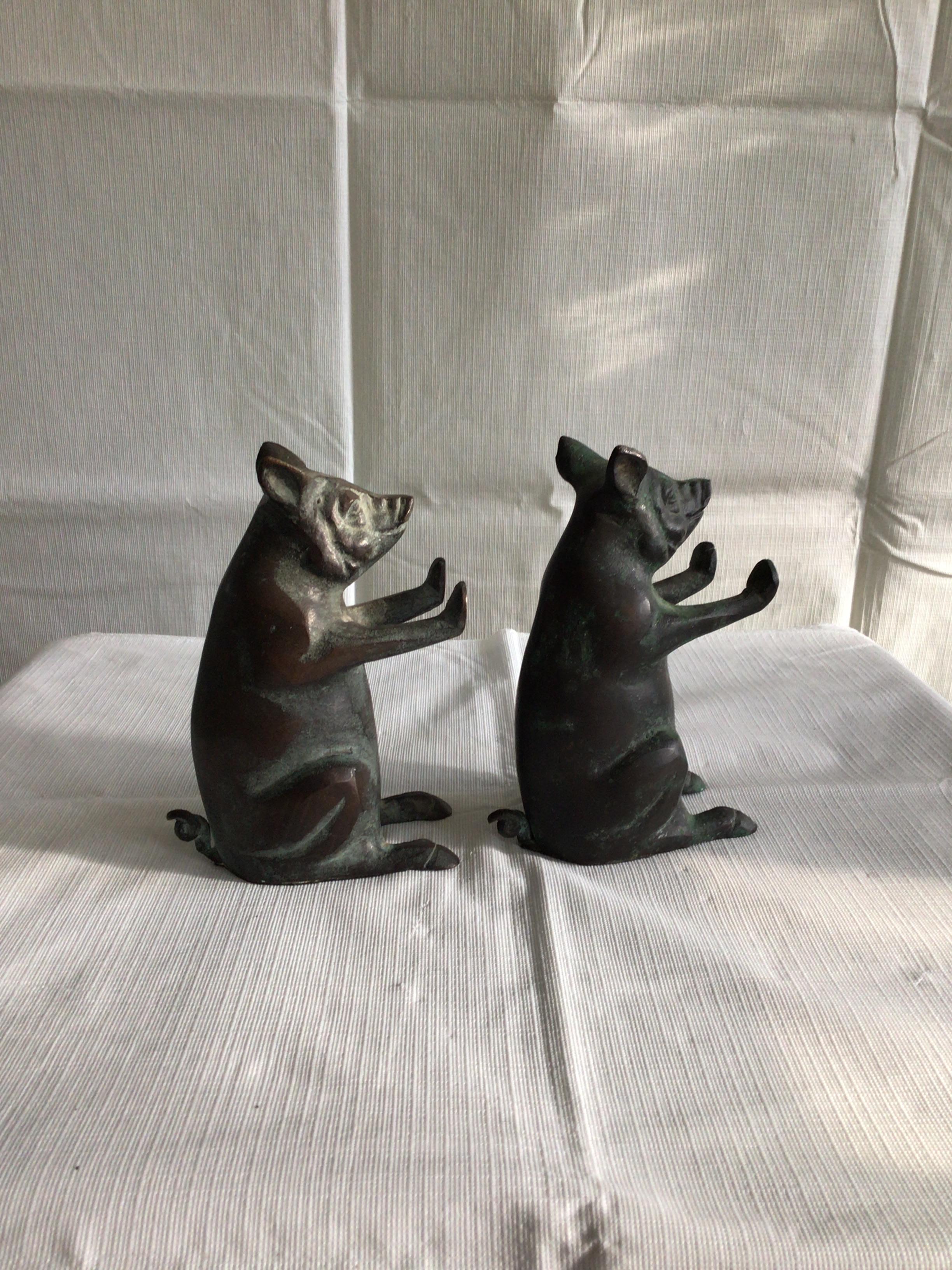 gold pig bookends